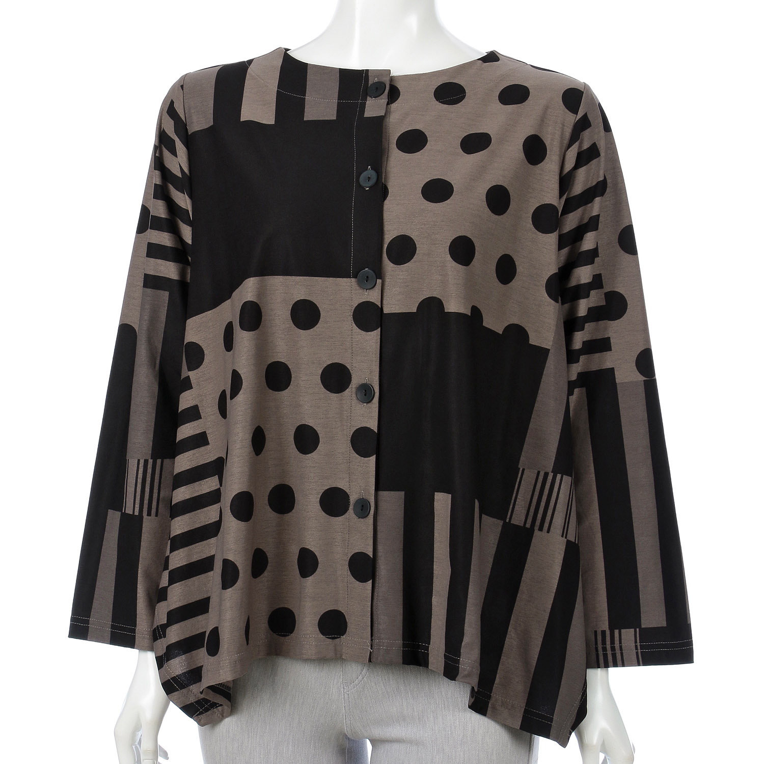 ドットボーダーAラインカーディガン - 画像7