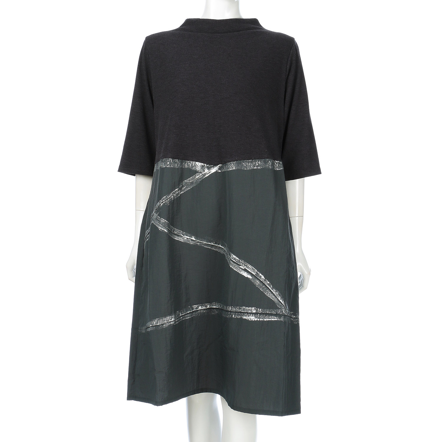 布帛切替え手書きワンピース - 画像3