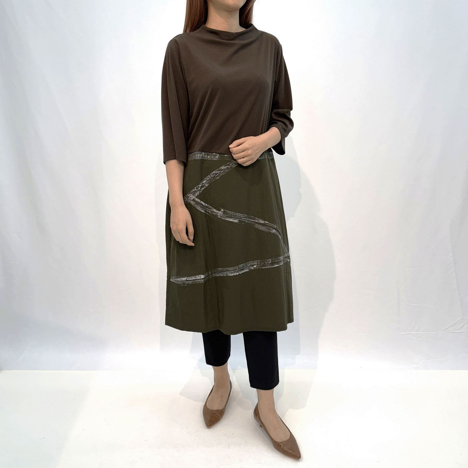 布帛切替え手書きワンピース - 画像1