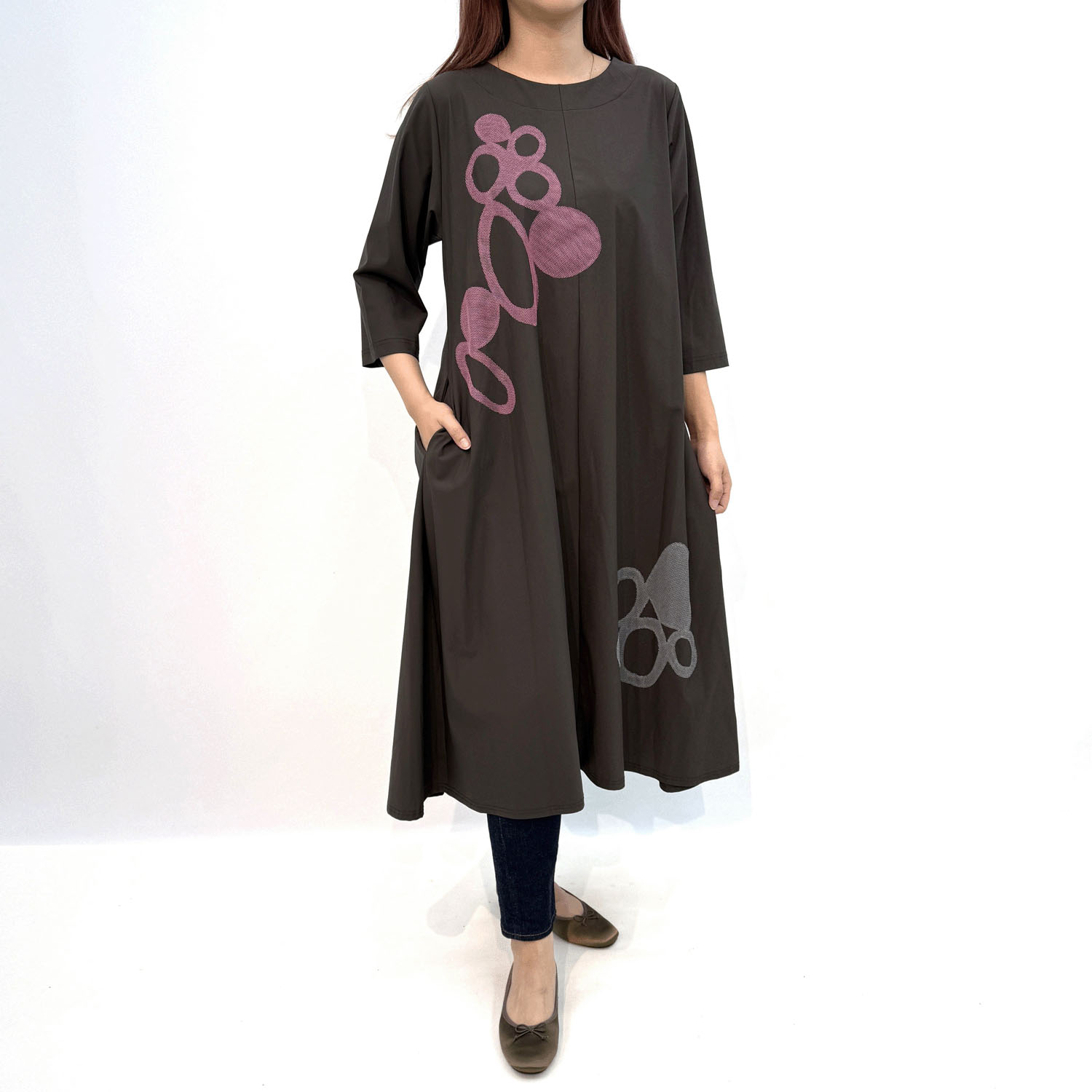 配色モチーフカットソーワンピース