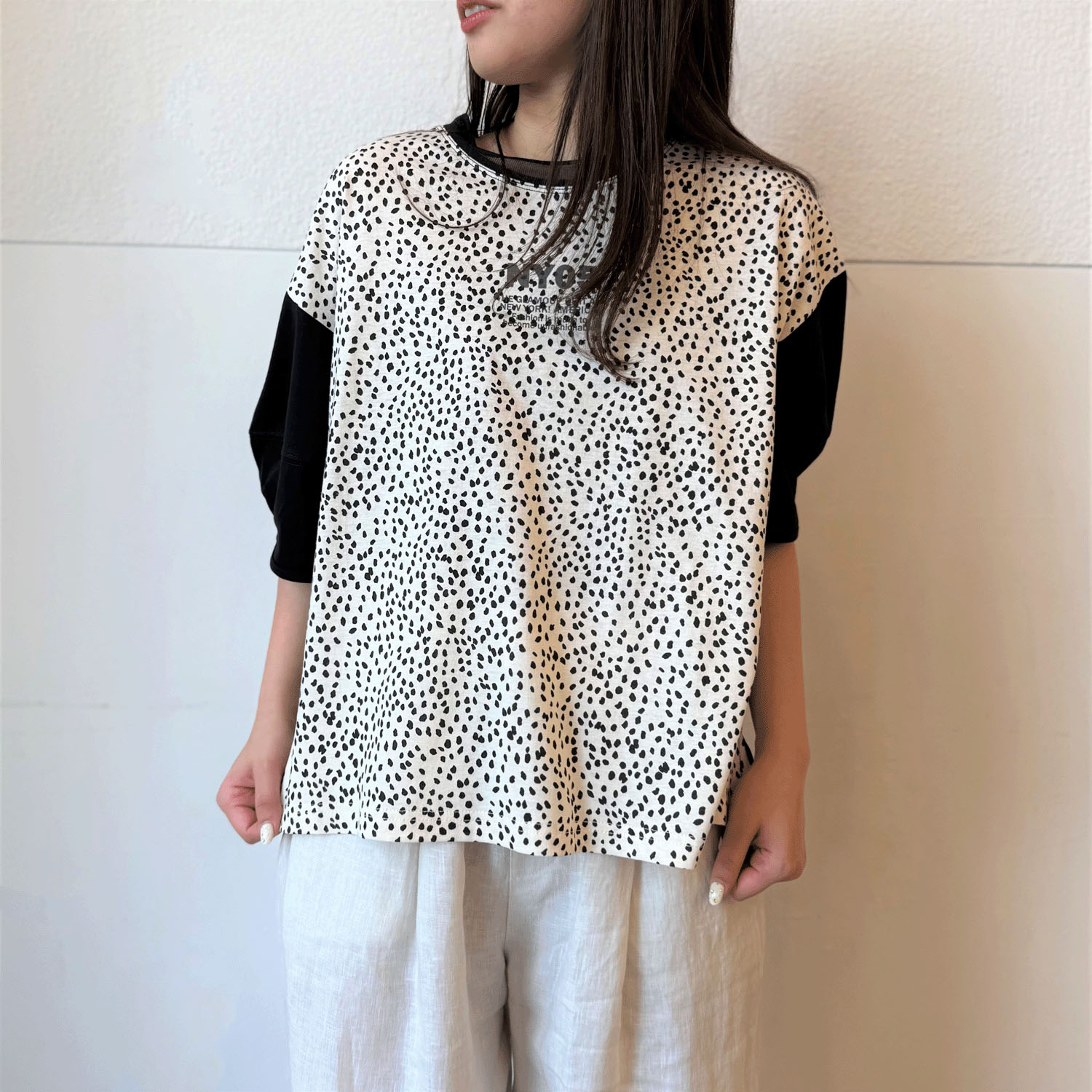 綿天竺×プリント切替ランタンスリーブプルオーバー - 画像8