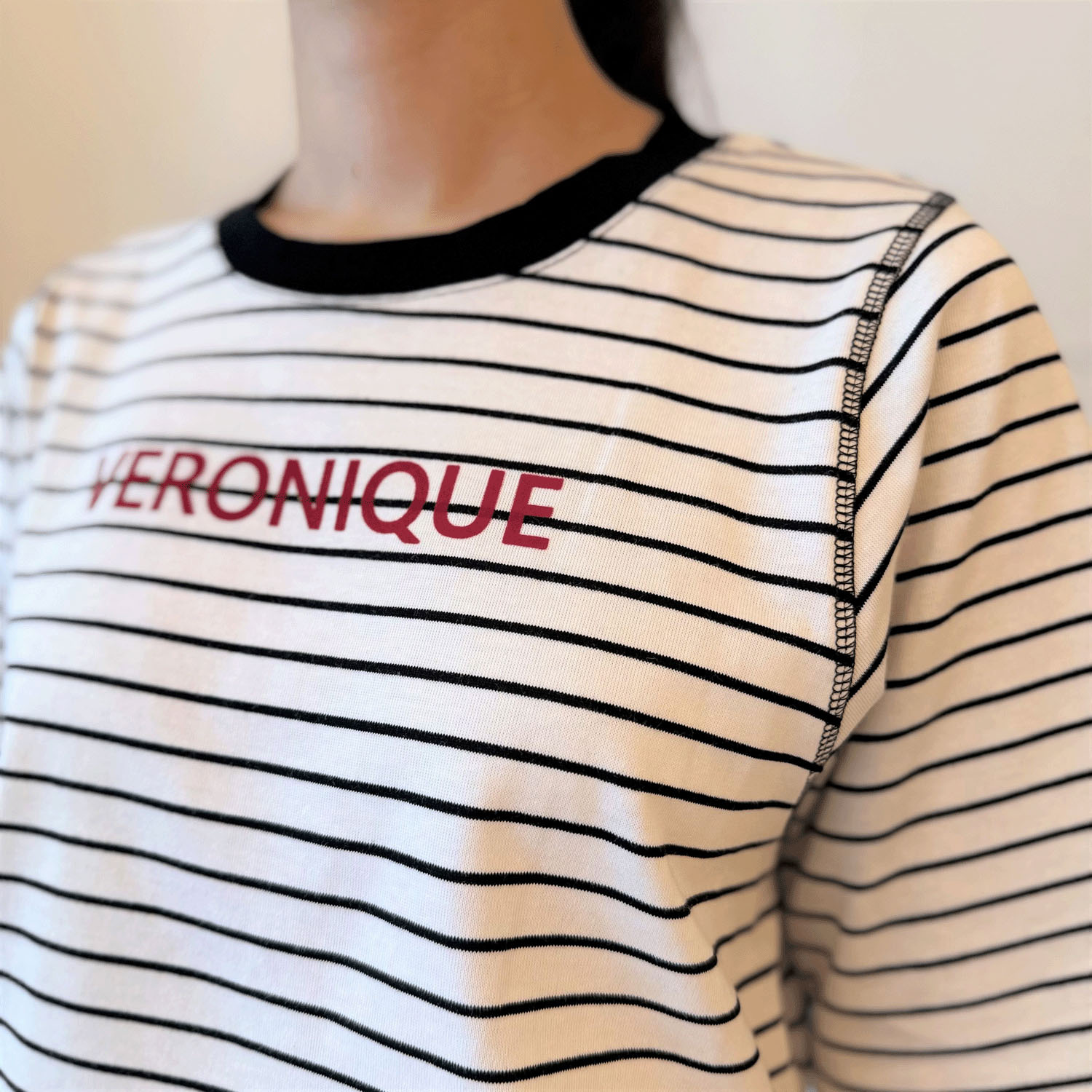 綿天竺ボーダー二次加工プルオーバー - 画像2