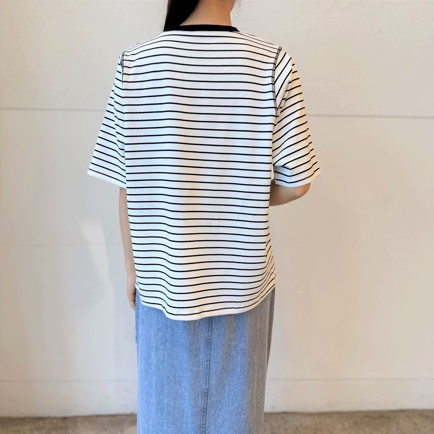 綿天竺ボーダー二次加工プルオーバー - 画像4