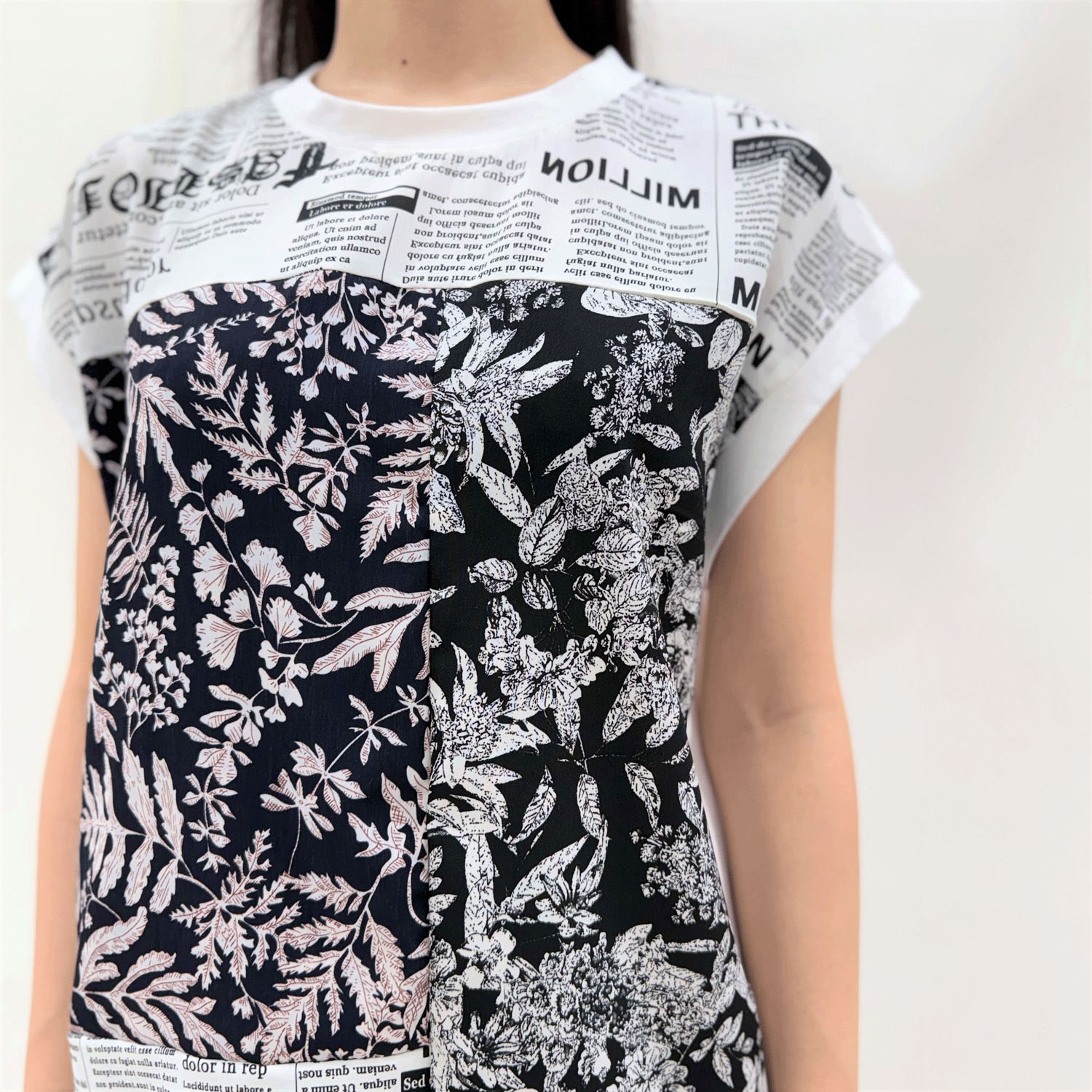 前身布帛プリントフレンチ袖プルオーバー - 画像2