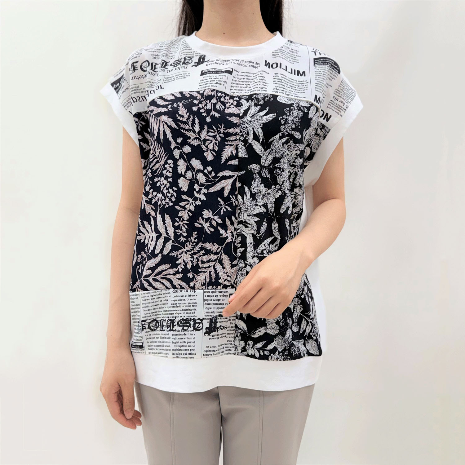 前身布帛プリントフレンチ袖プルオーバー - 画像1