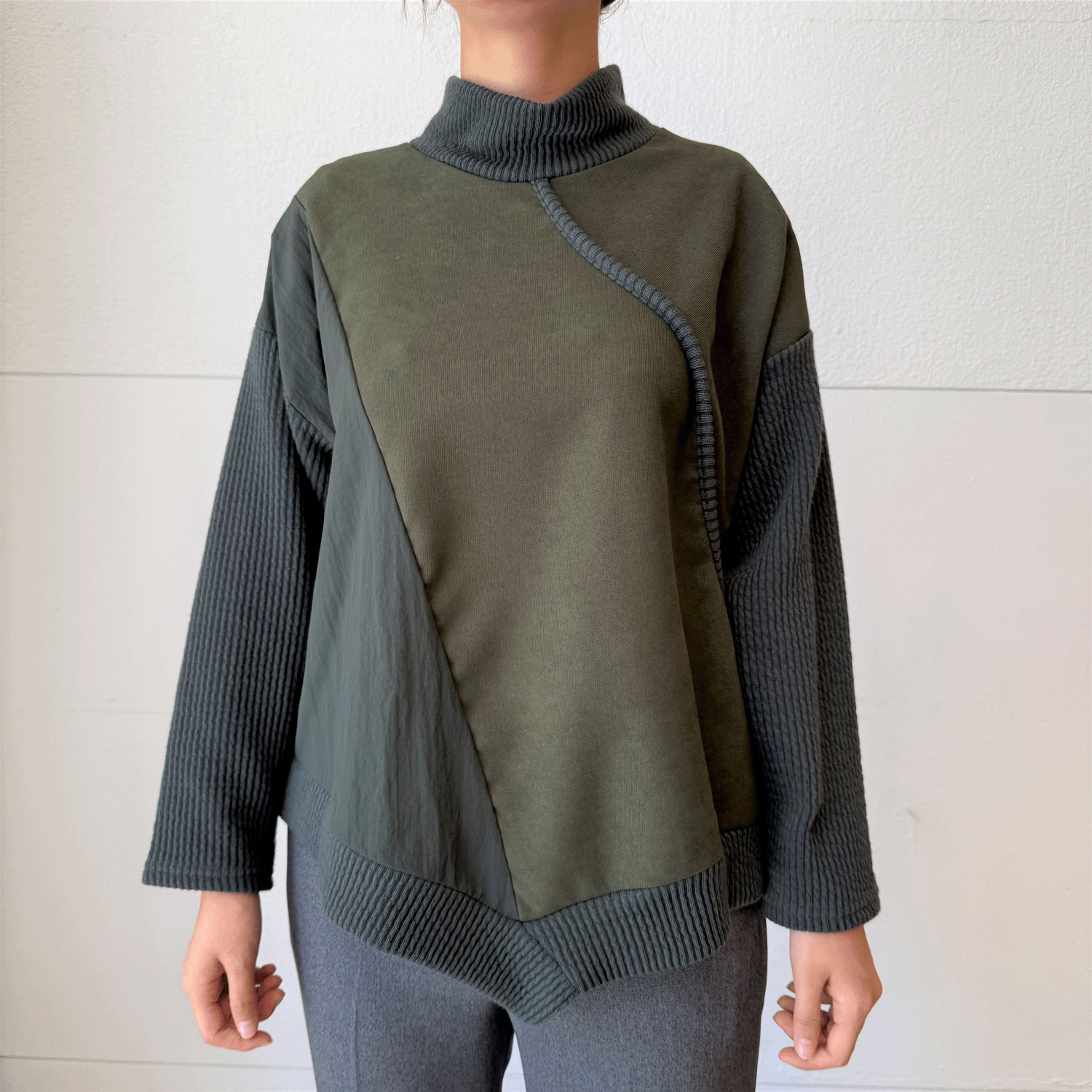 異素材切替裾アシメプルオーバー - 画像6