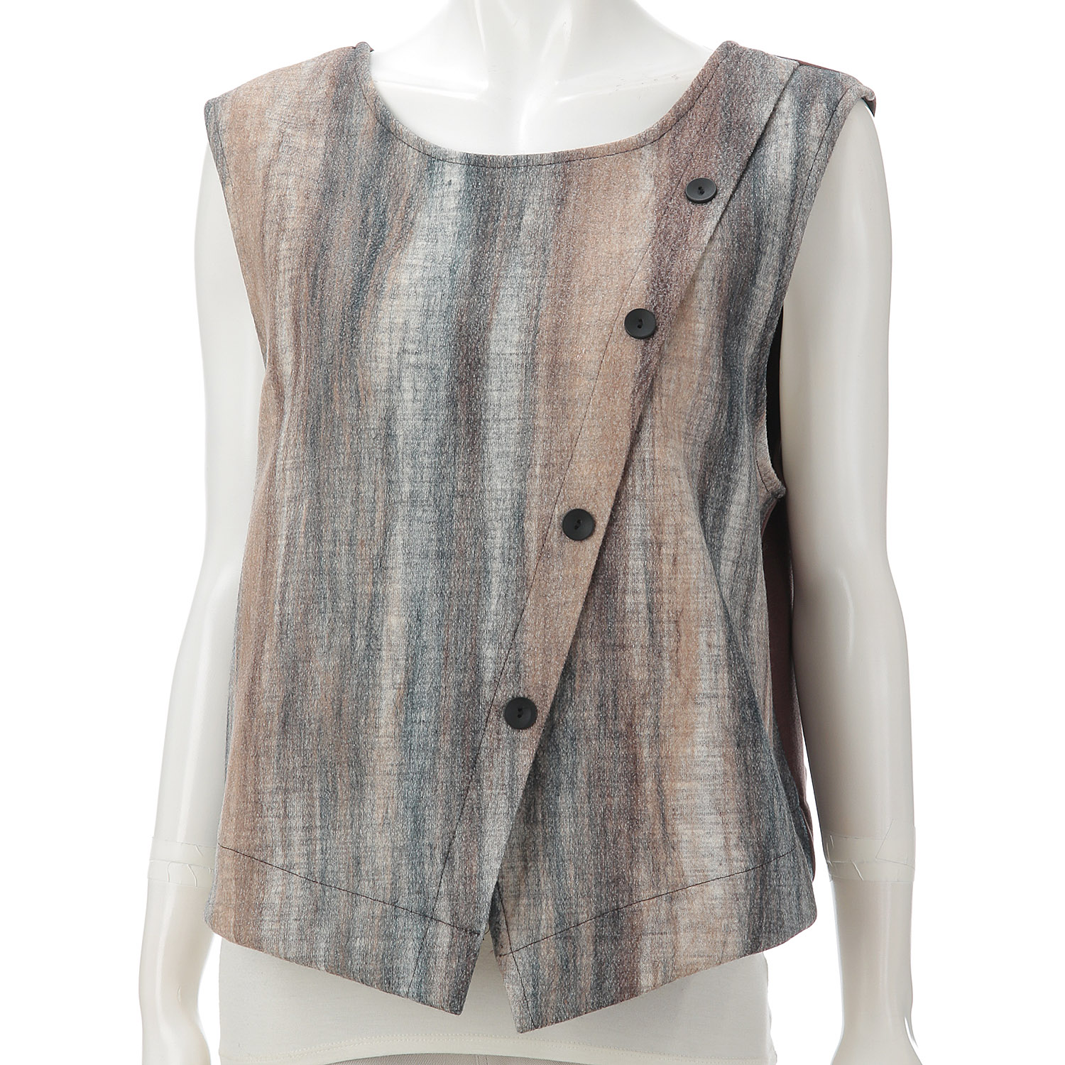 シャギー布帛カットソー2WAYベスト - 画像1