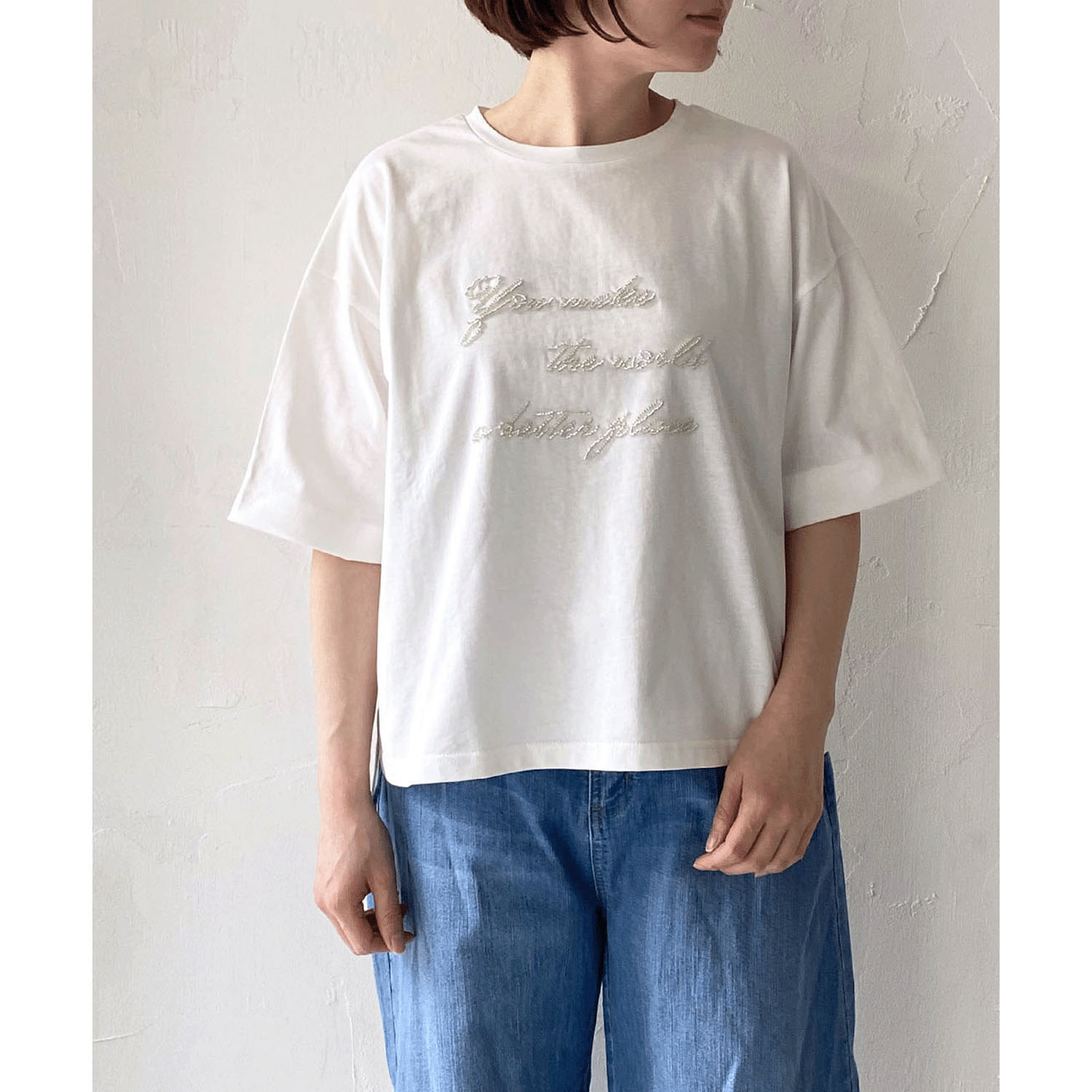 epidemique ビーズ刺繍ロゴTシャツ - 画像2