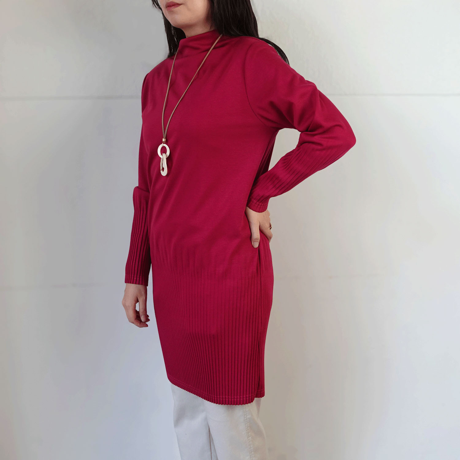 裾プリーツボトルネックチュニック - 画像12