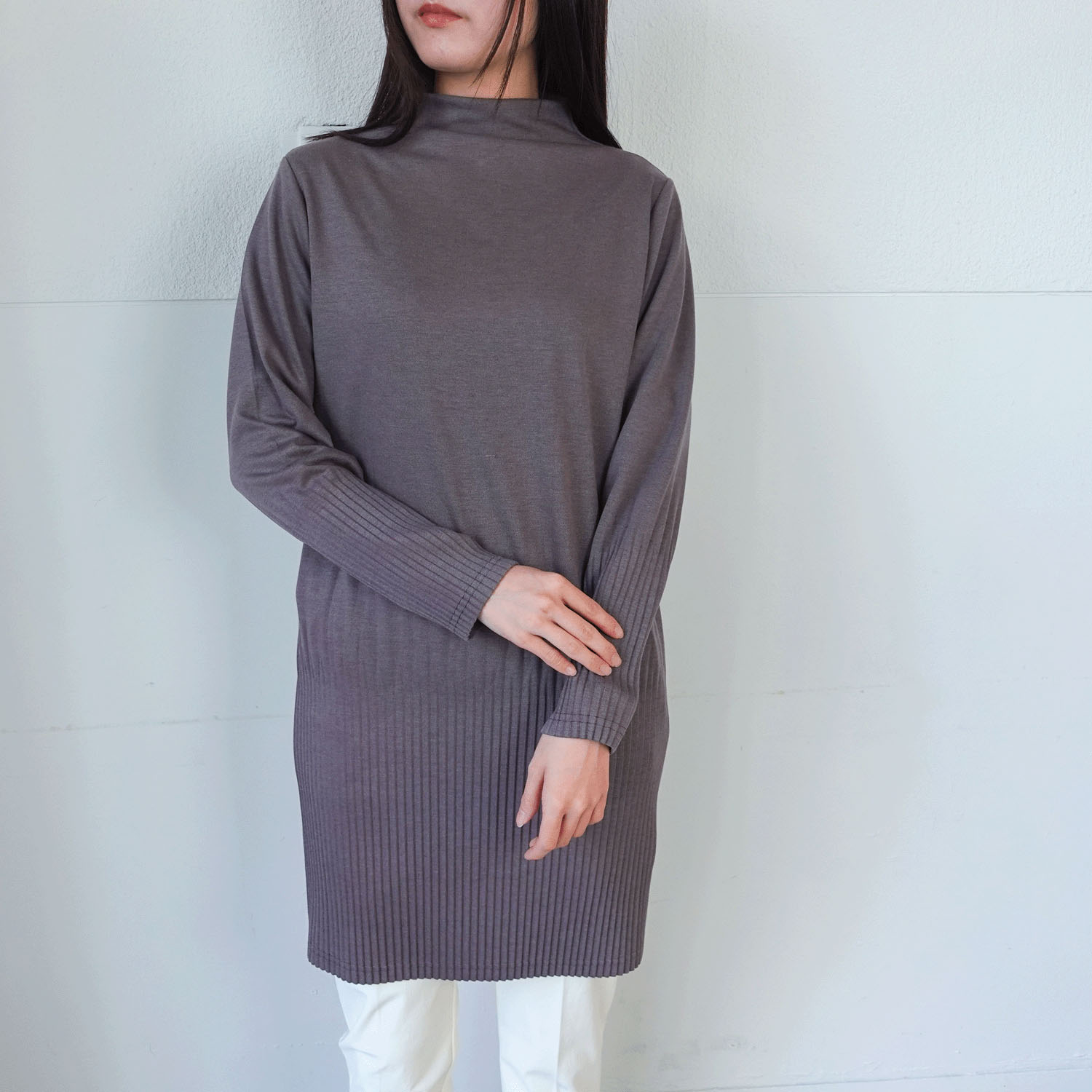 裾プリーツボトルネックチュニック - 画像8