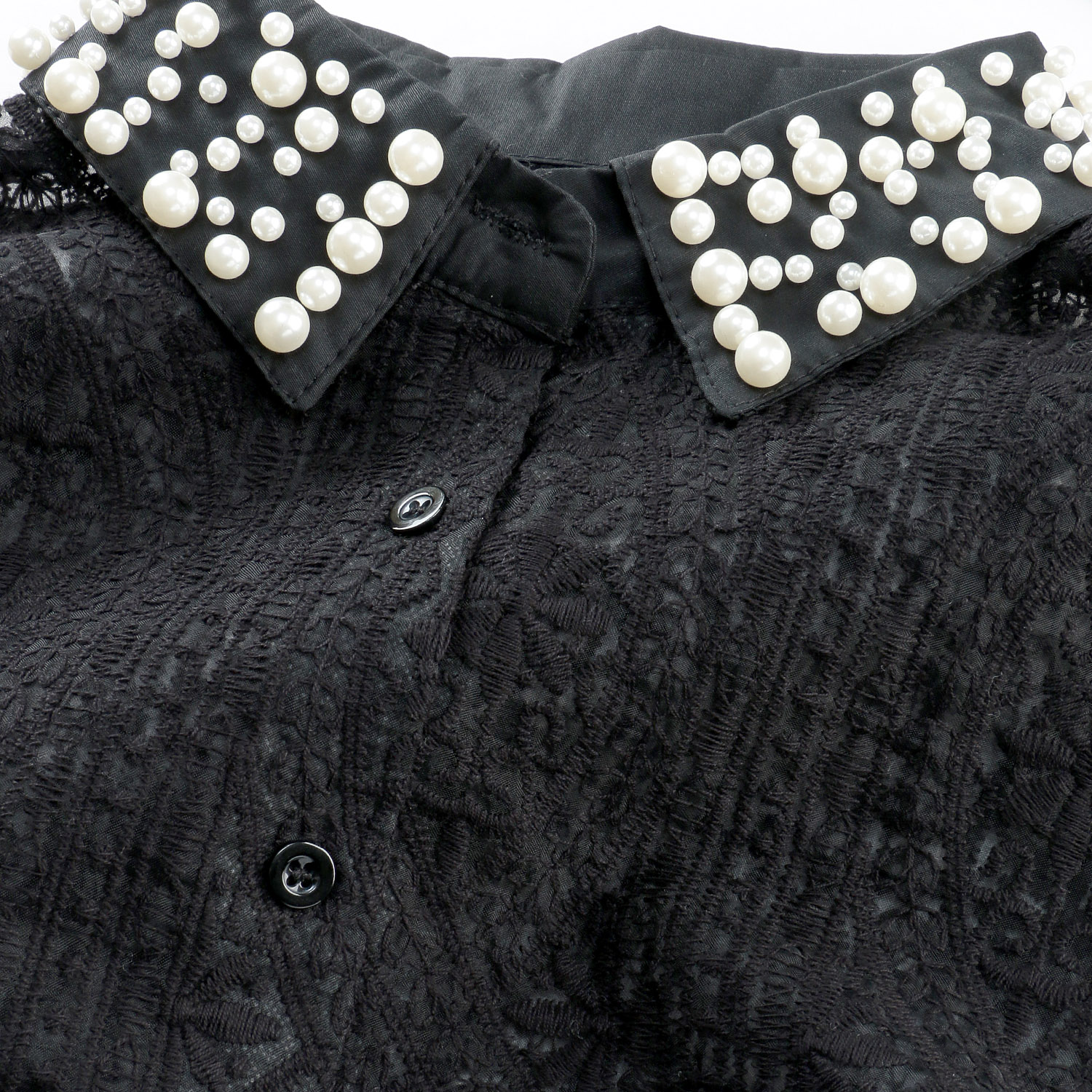 レース前開きブラウス - 画像4