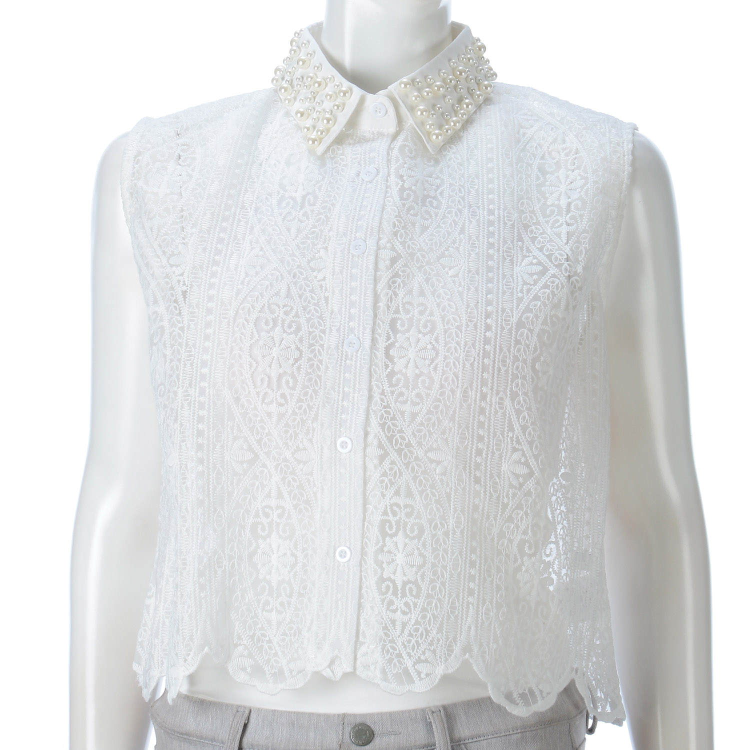 レース前開きブラウス