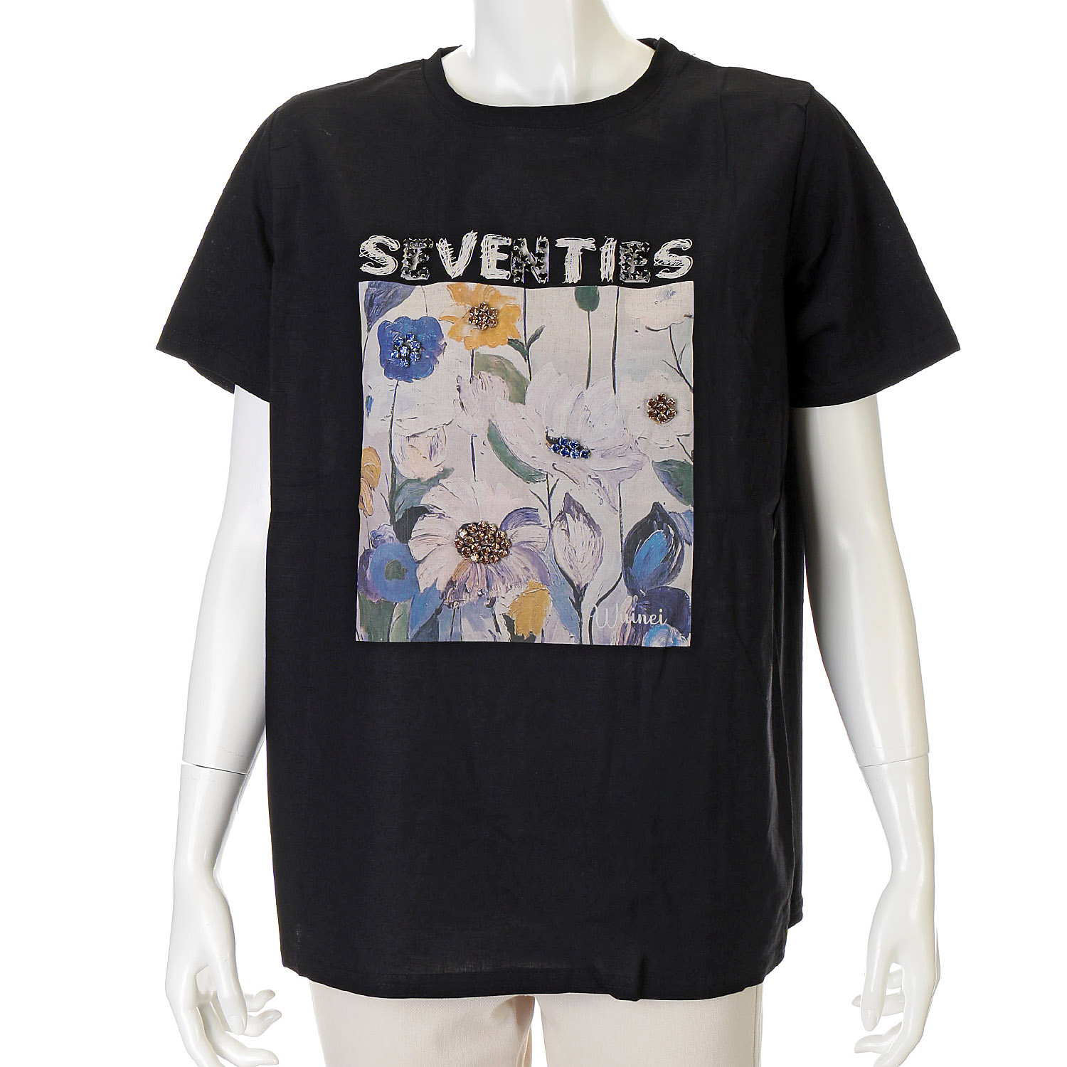 ストーン付きデザインTシャツ - 画像3