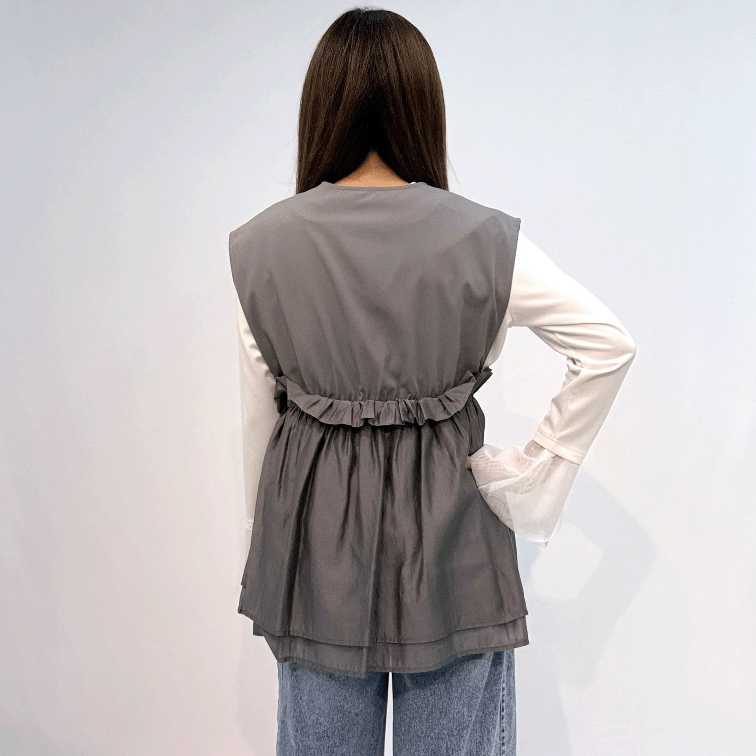 ペプラムシアー切替ベスト - 画像6