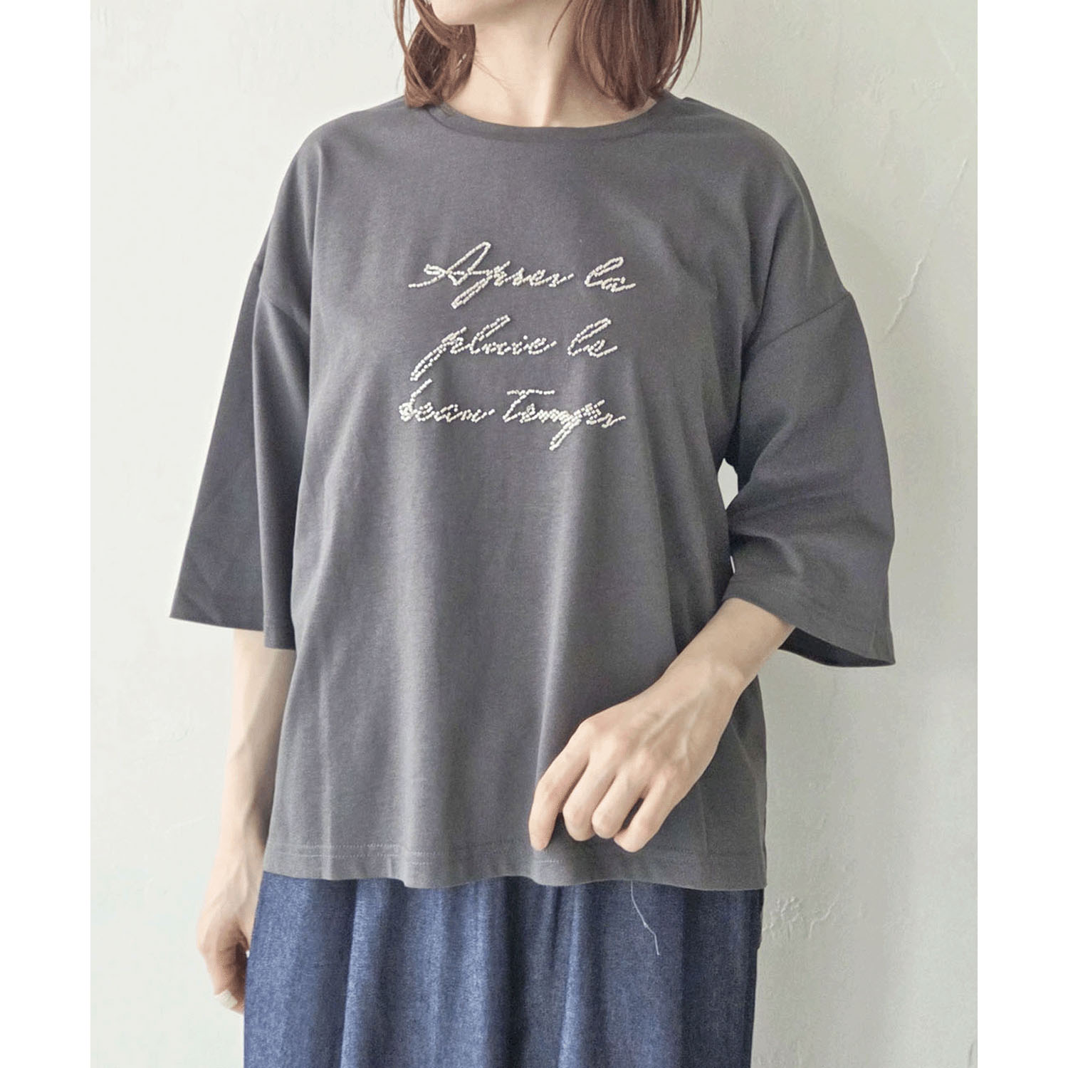 epidemique ビーズ刺繍Tシャツ - 画像5