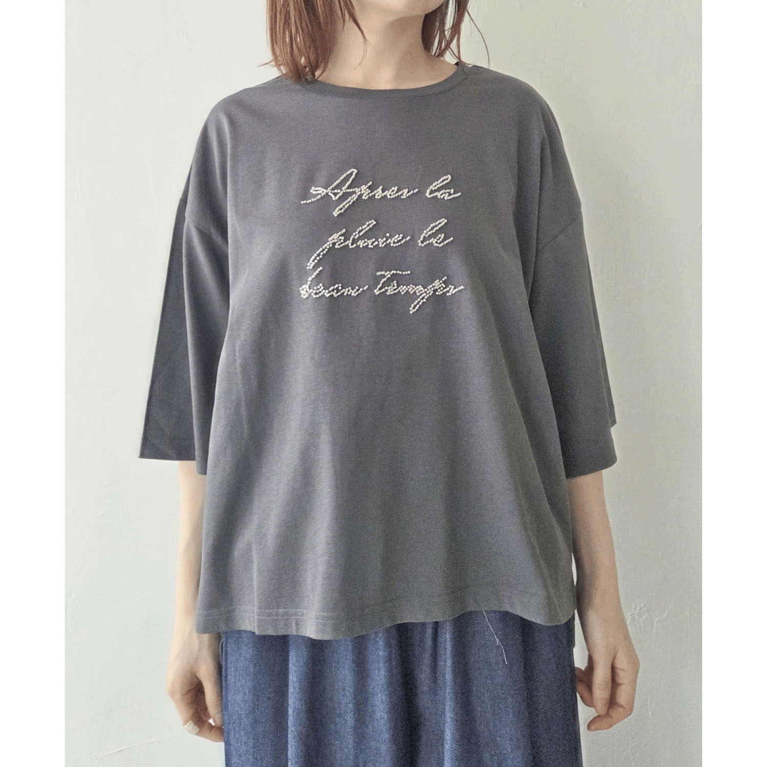 epidemique ビーズ刺繍Tシャツ - 画像1