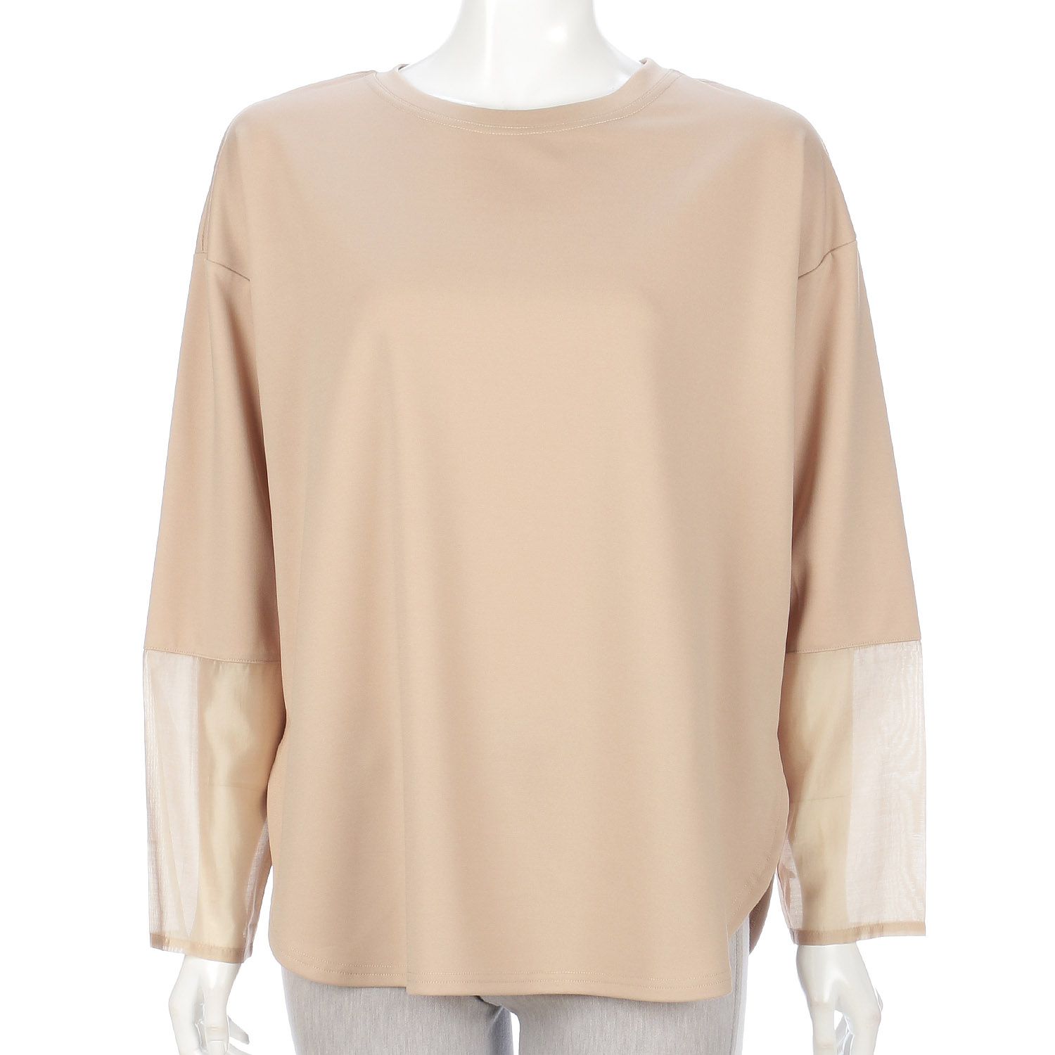 袖シアー切替プルオーバー