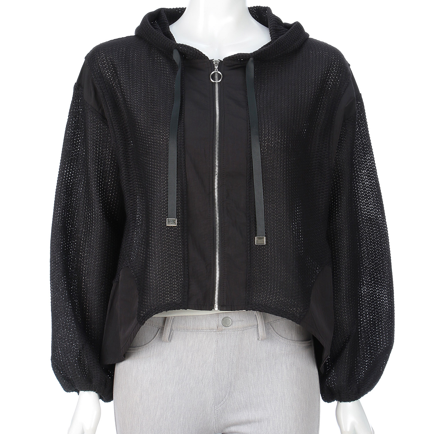 ワッフル布帛切替えパーカー - 画像2