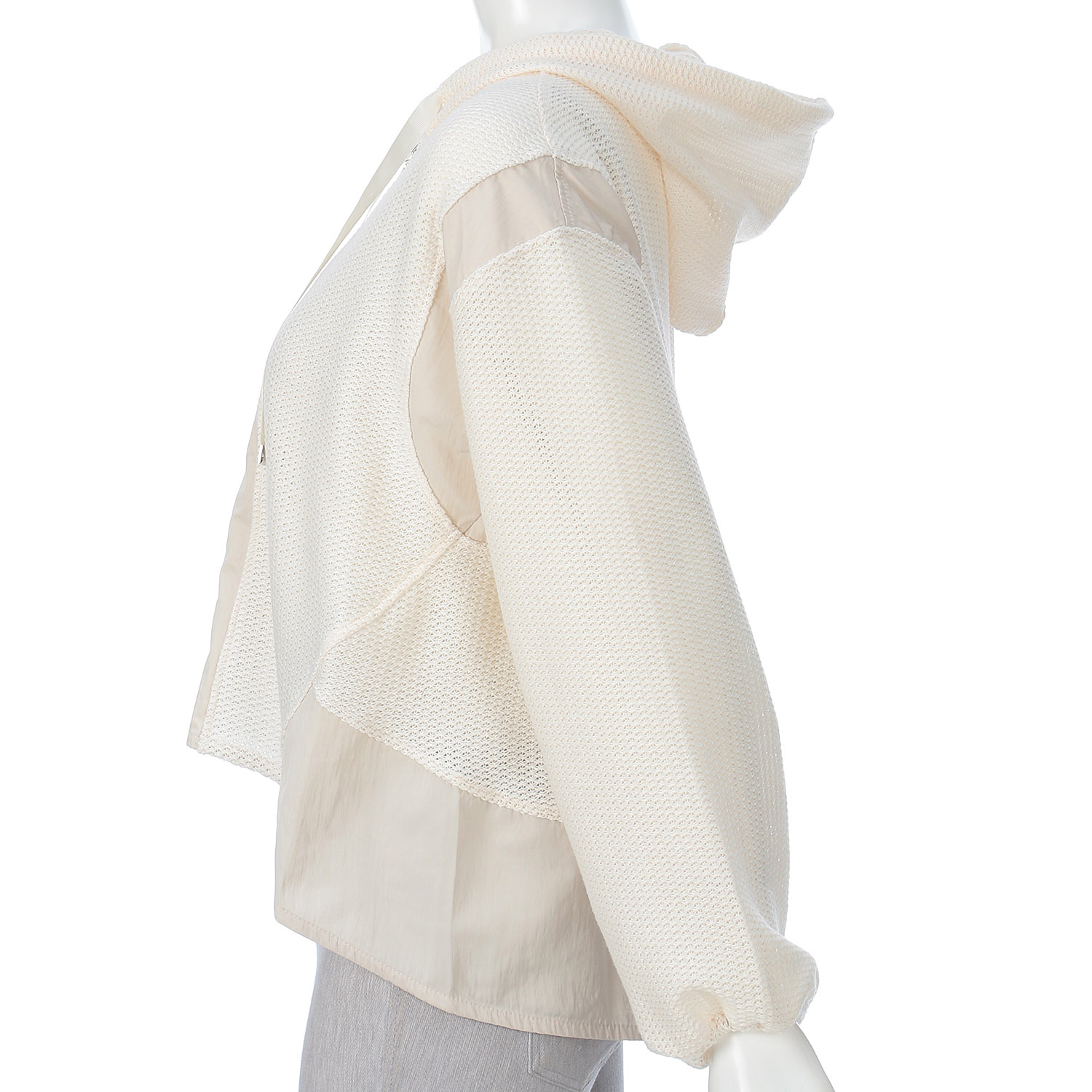 ワッフル布帛切替えパーカー - 画像4