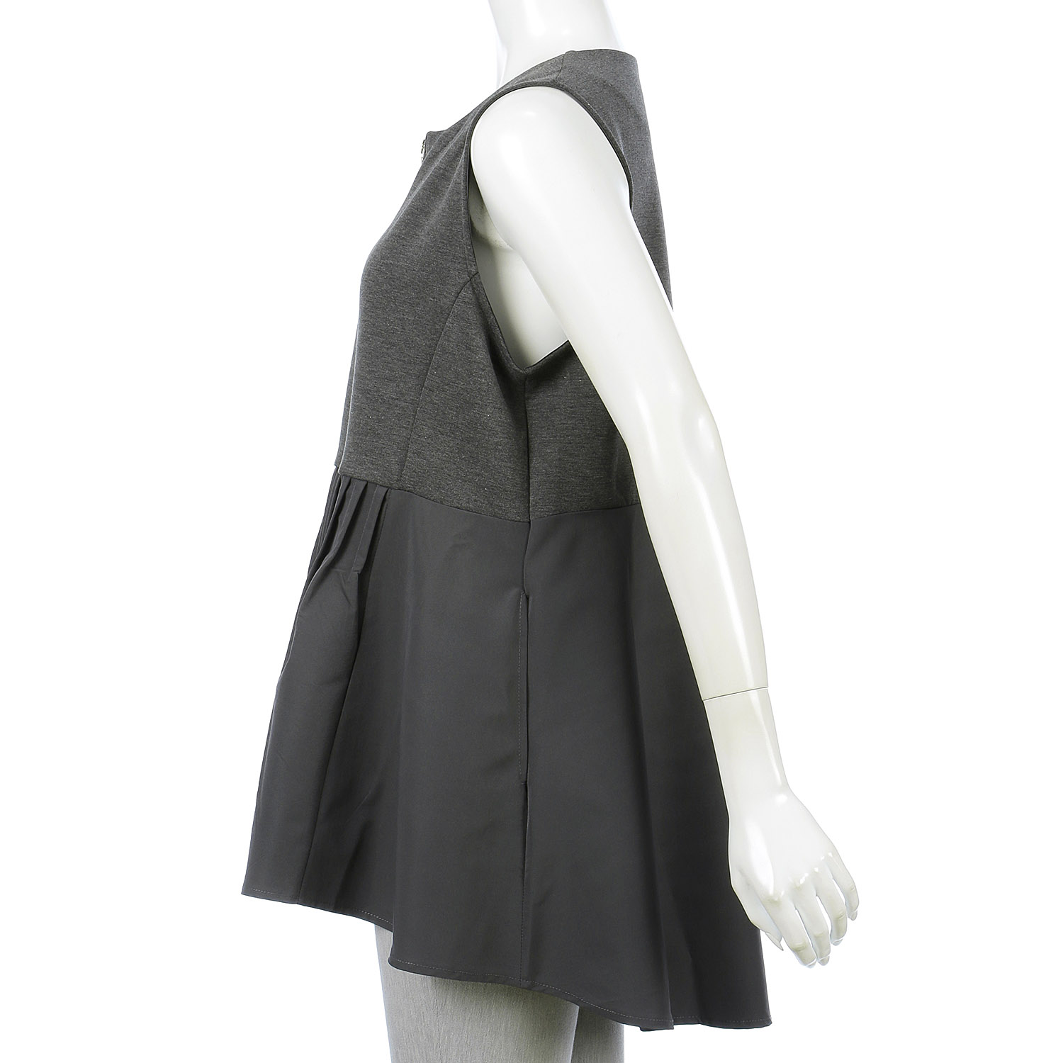 裾布帛タック切替えベスト - 画像2