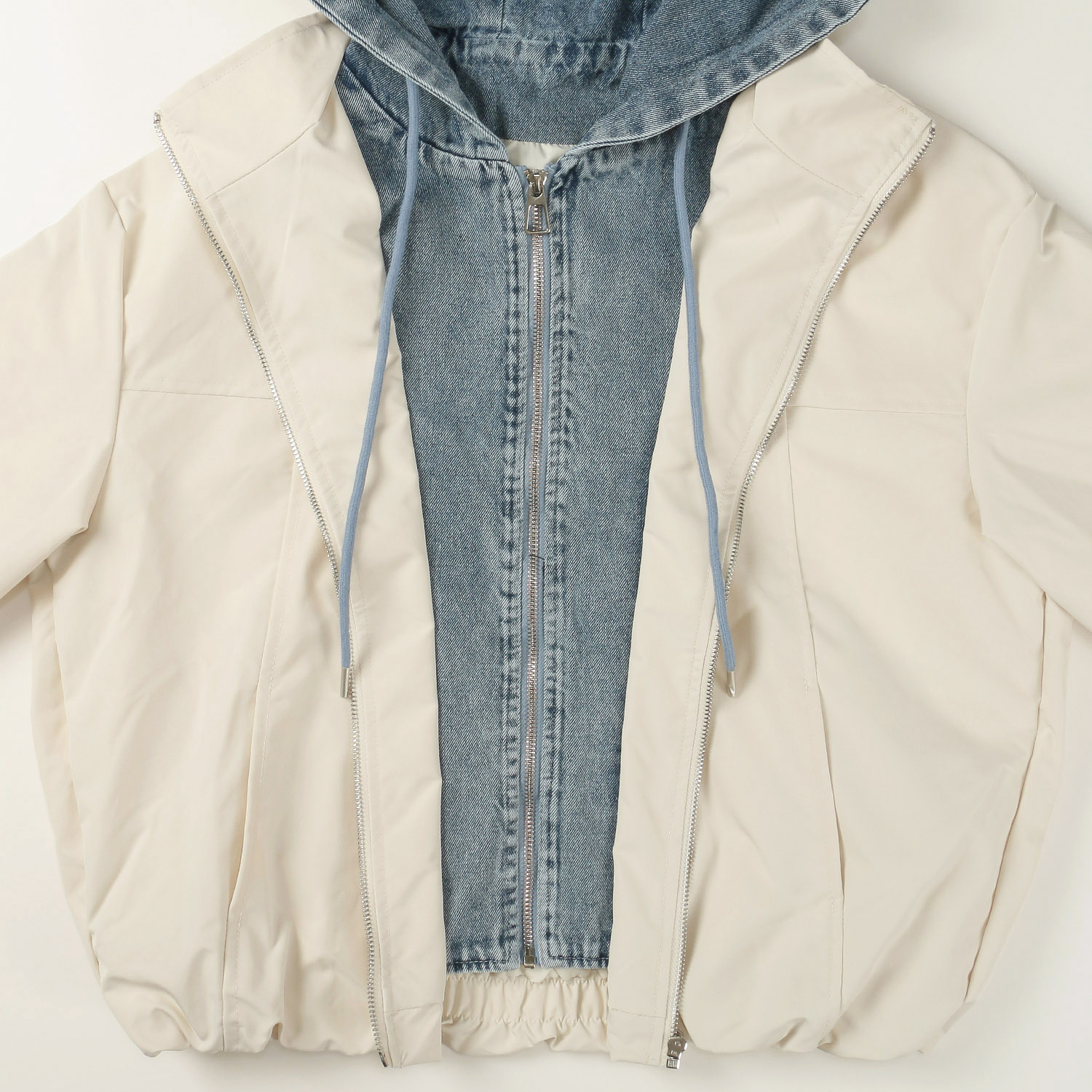 デニム布帛切替ジャケット - 画像6