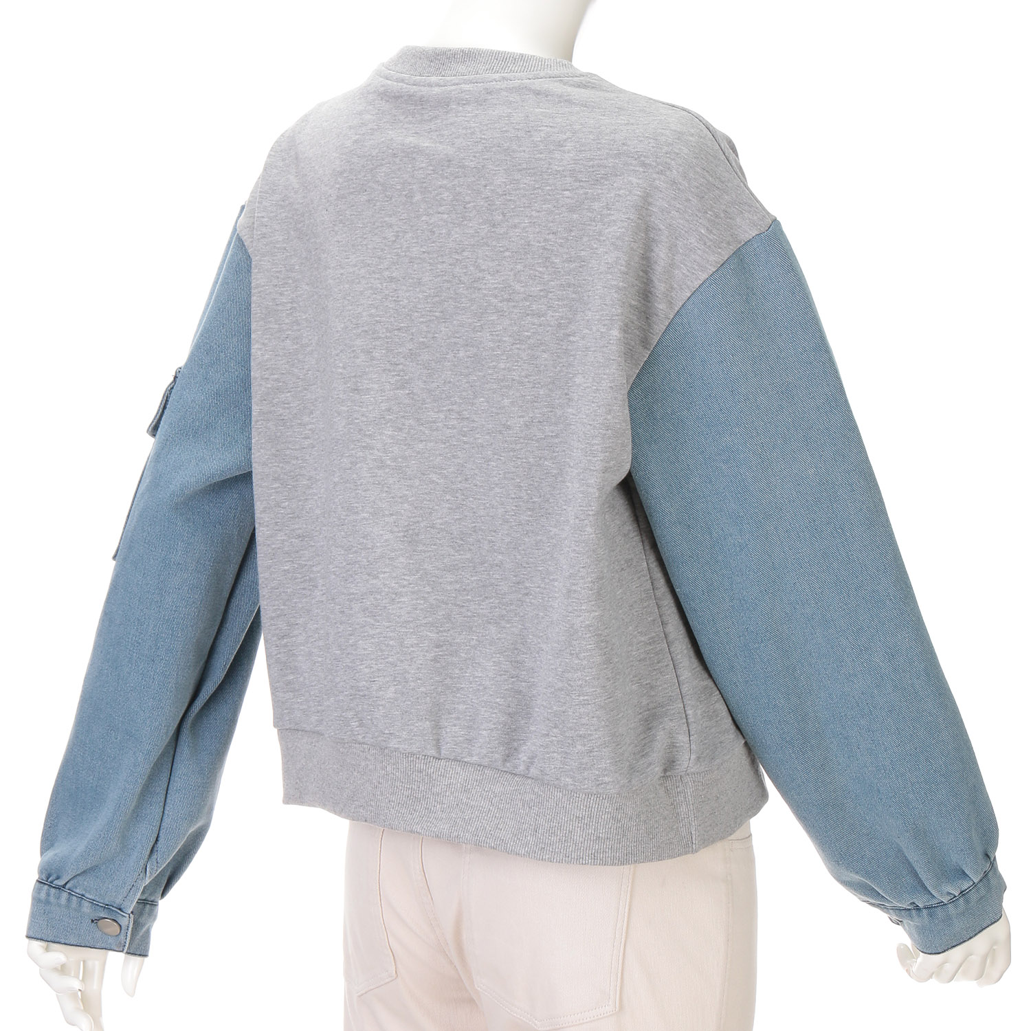 デニム布帛切替トレーナー - 画像3