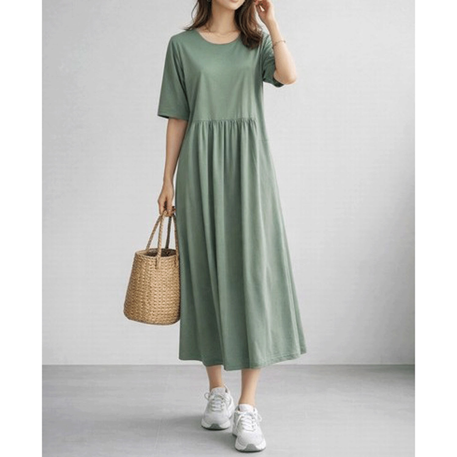 ダブルシルケットコットン100 ウエスト切替ワンピース - 画像13