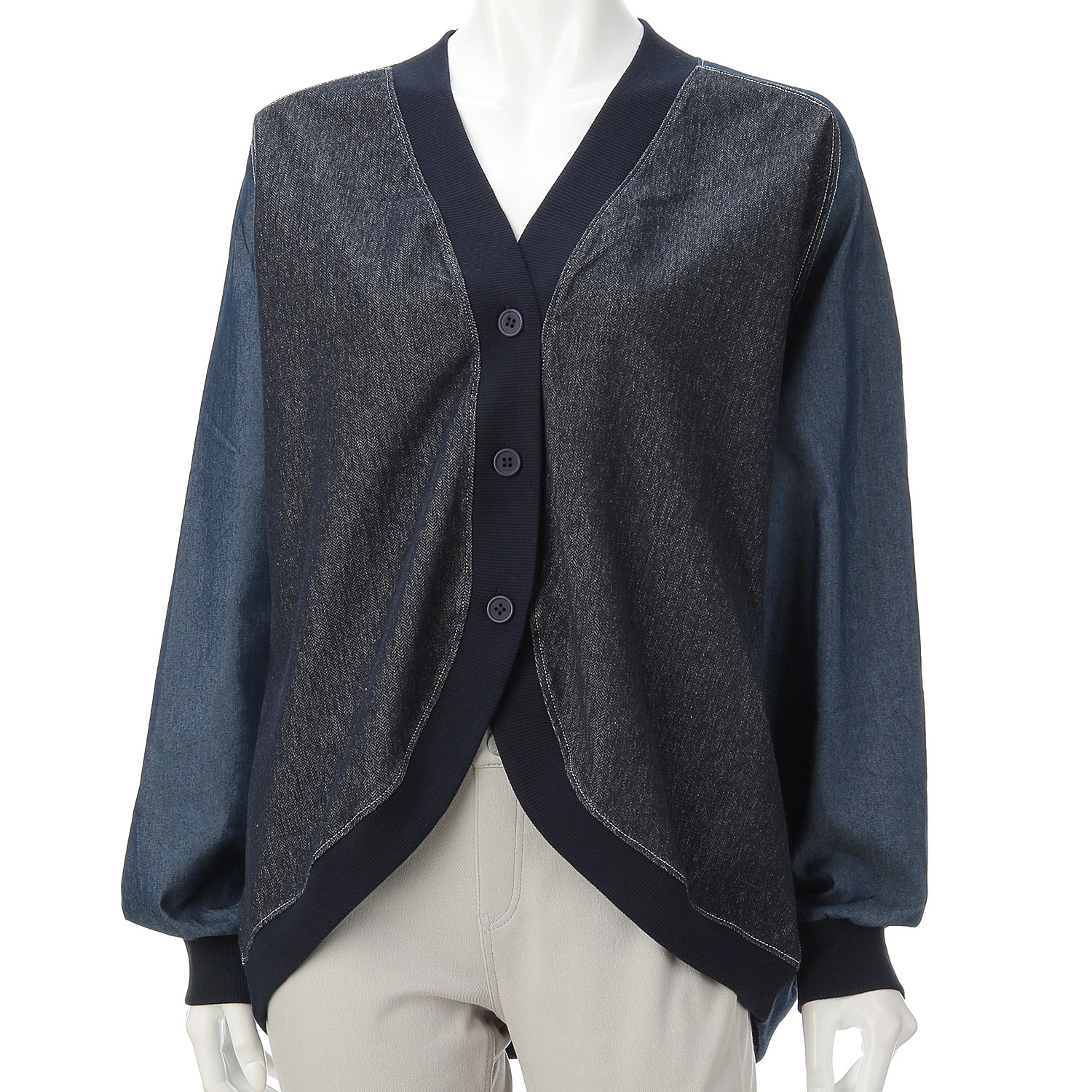 LUPIRIEN ヘリンボーン裏毛ドルマンカーディガン - 画像1