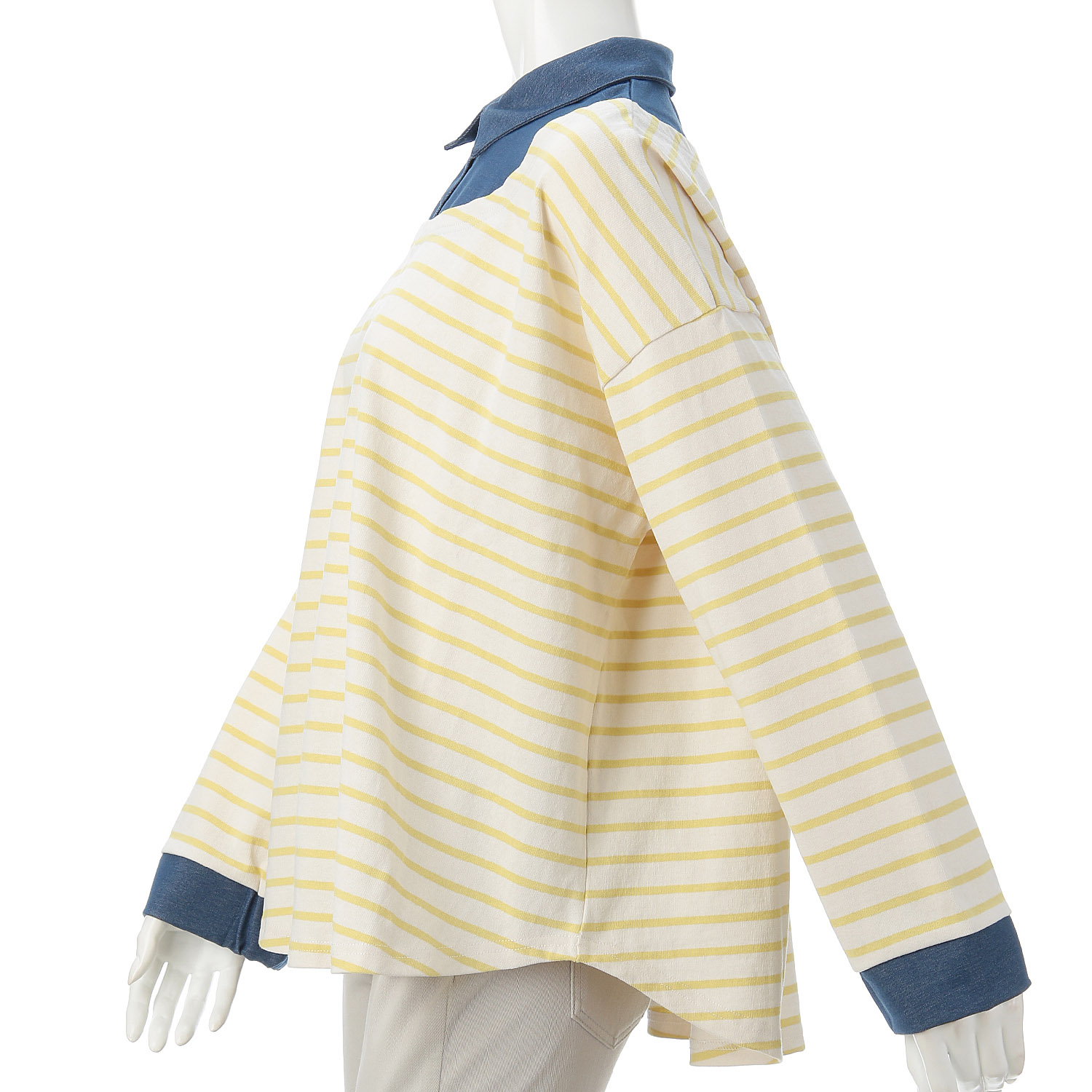 LUPILIEN ボーダー天竺シャツ風プルオーバー - 画像4