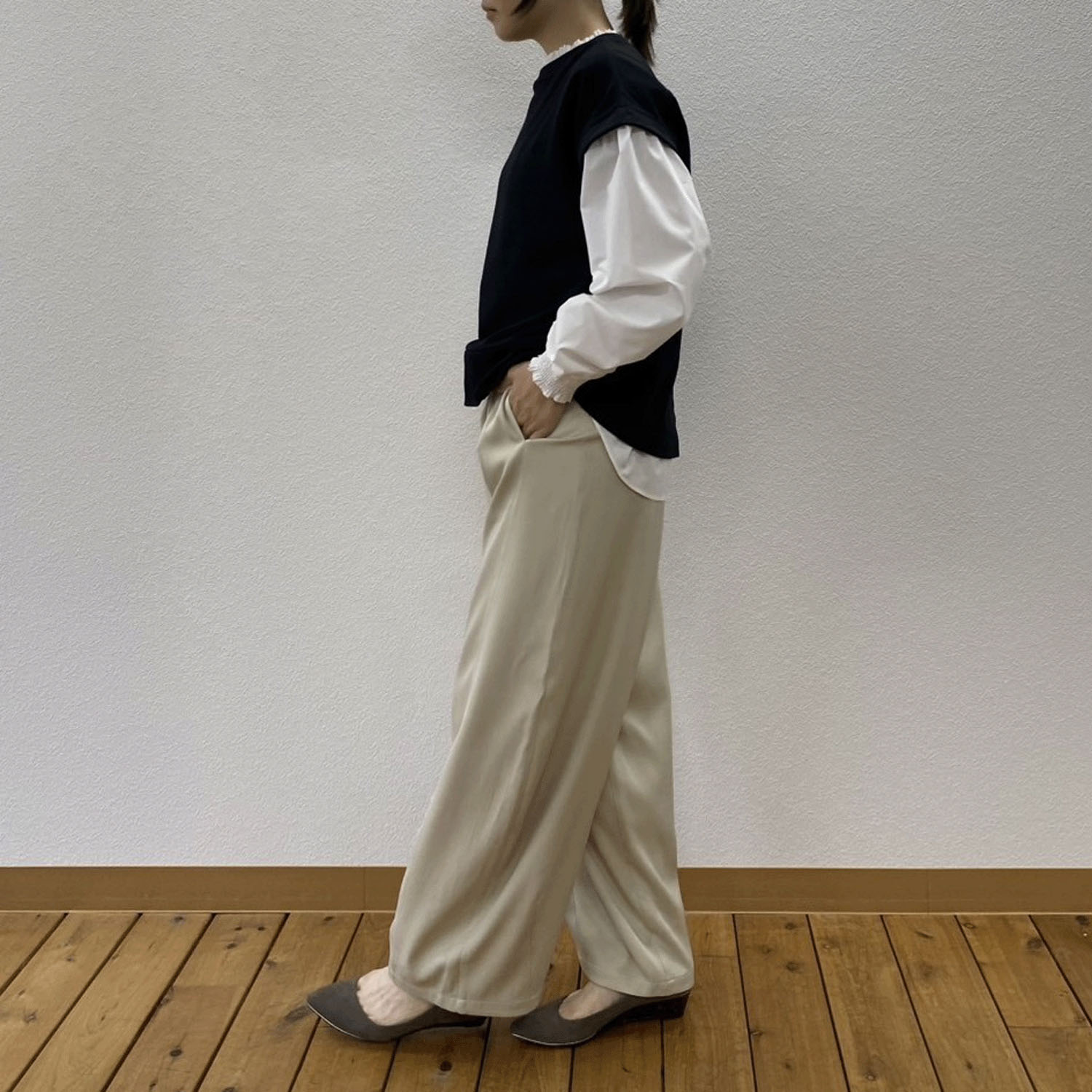 重ね着風シャーリングプルオーバー - 画像3