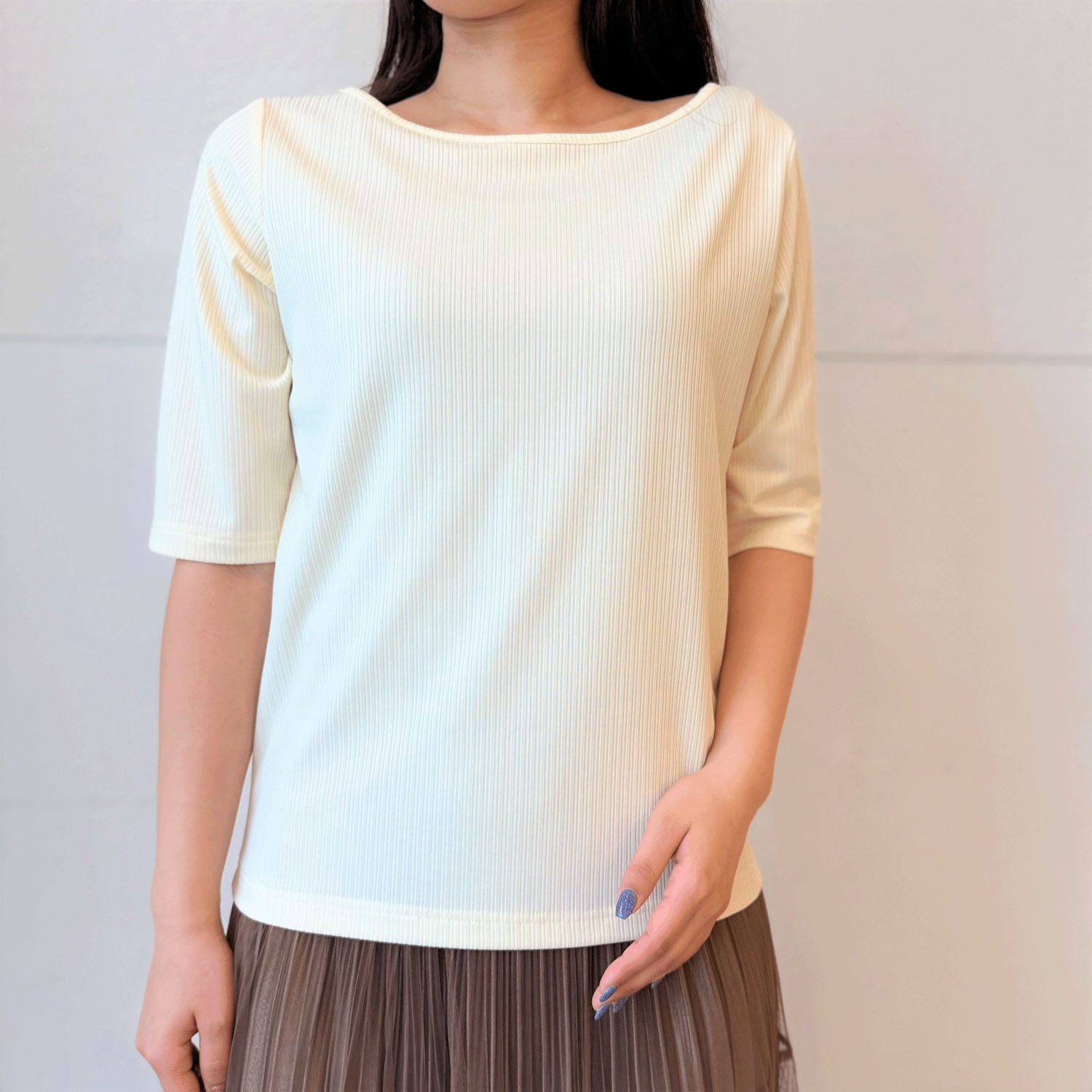 ADESSO L’ORA リブボートネックプルオーバー