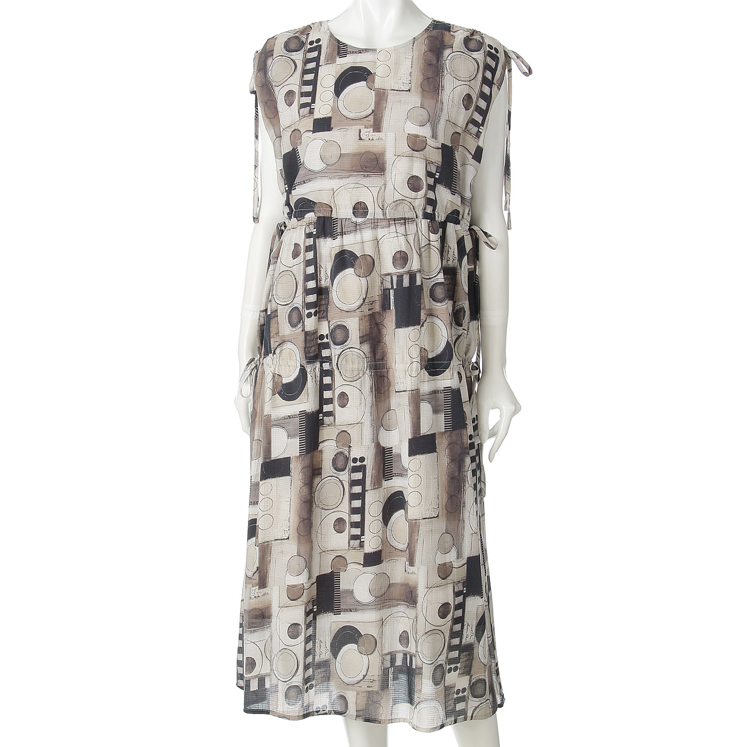 リボンギャザープリントワンピース - 画像3