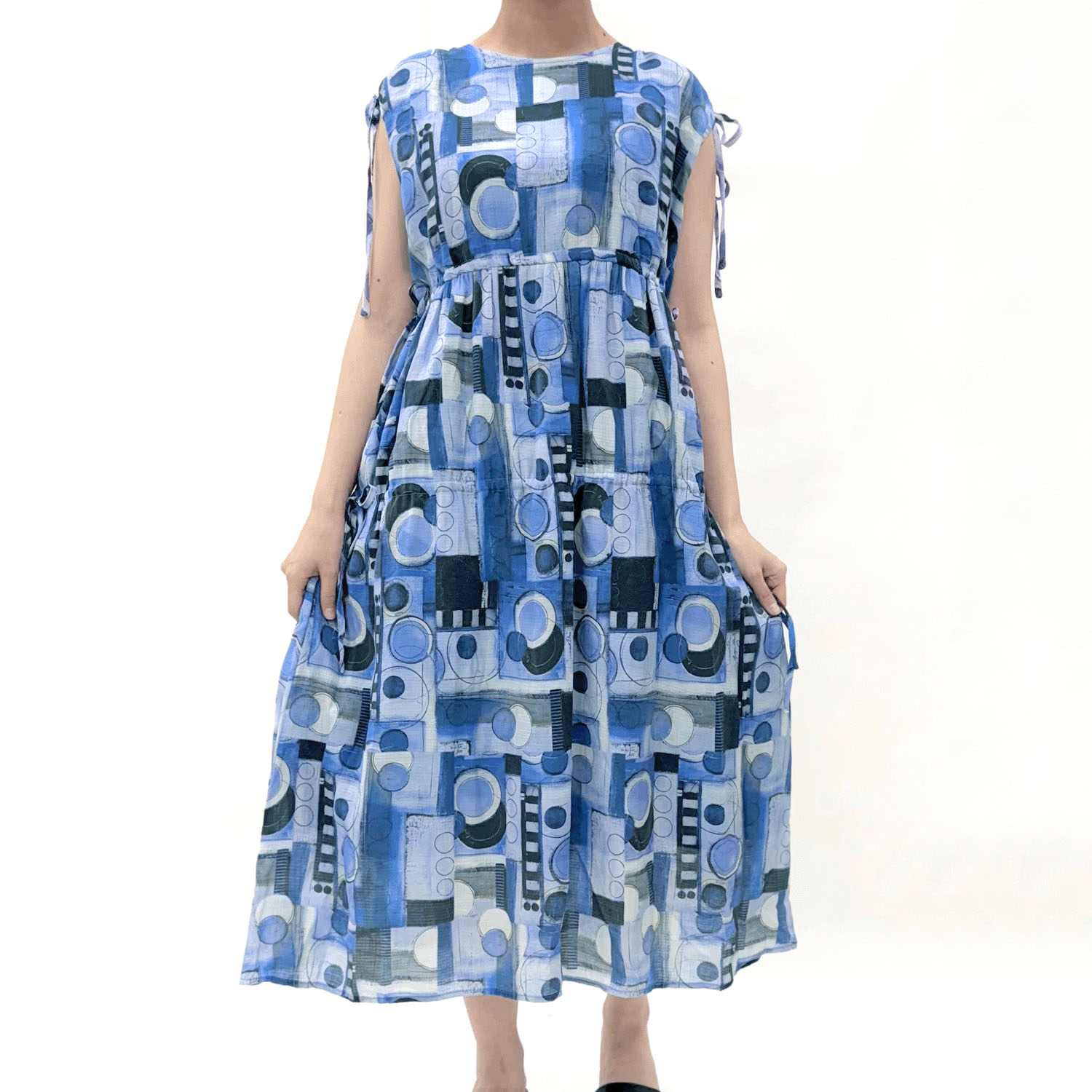 リボンギャザープリントワンピース - 画像9