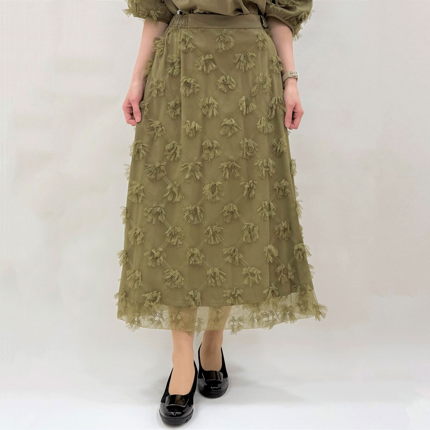 チュール刺繍レーススカート - 画像7