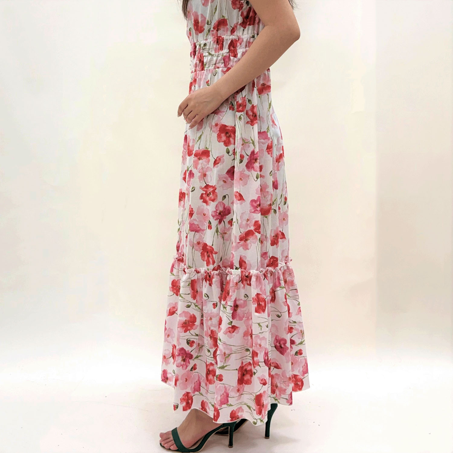 ADESSO L’ORA Wシャーリング花柄ワンピース - 画像7