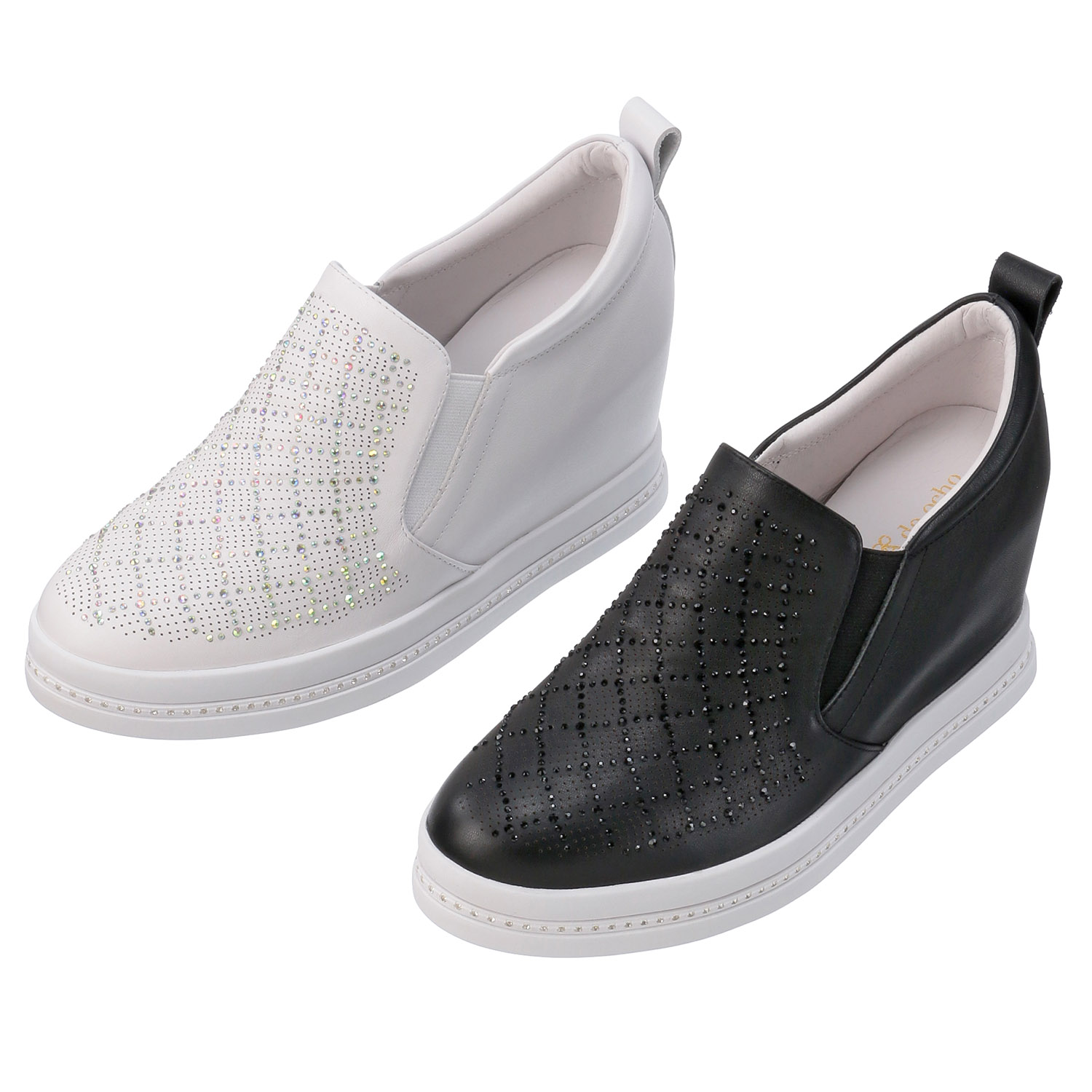 ビジュー付きインヒールシューズ