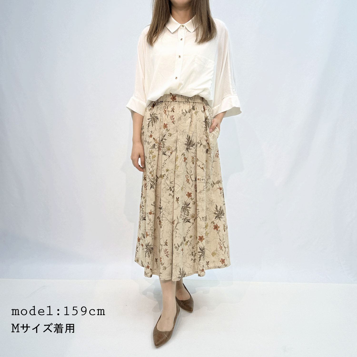 綿麻プリントスカート