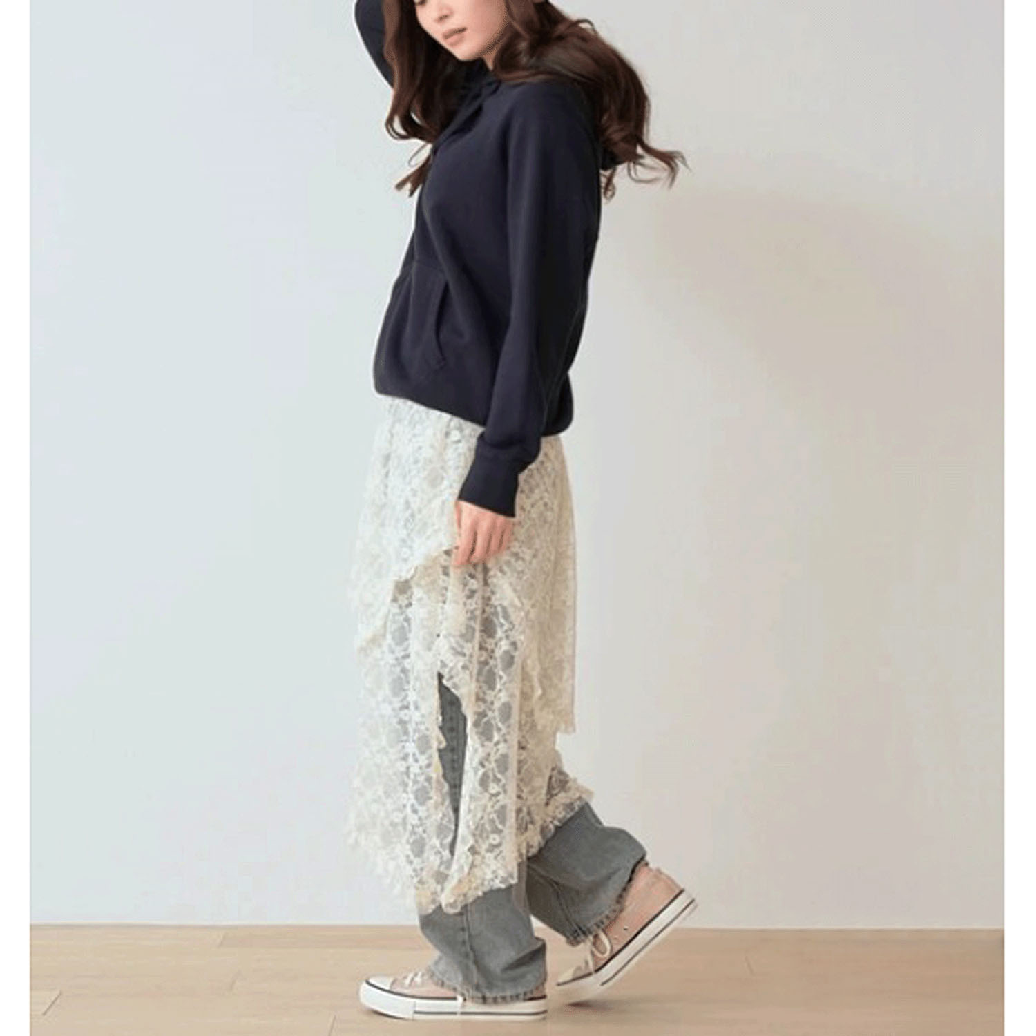 Nohea レースレイヤード アシンメトリースカート - 画像16