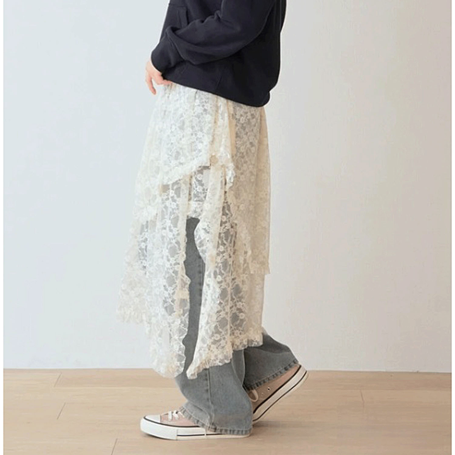 Nohea レースレイヤード アシンメトリースカート - 画像18