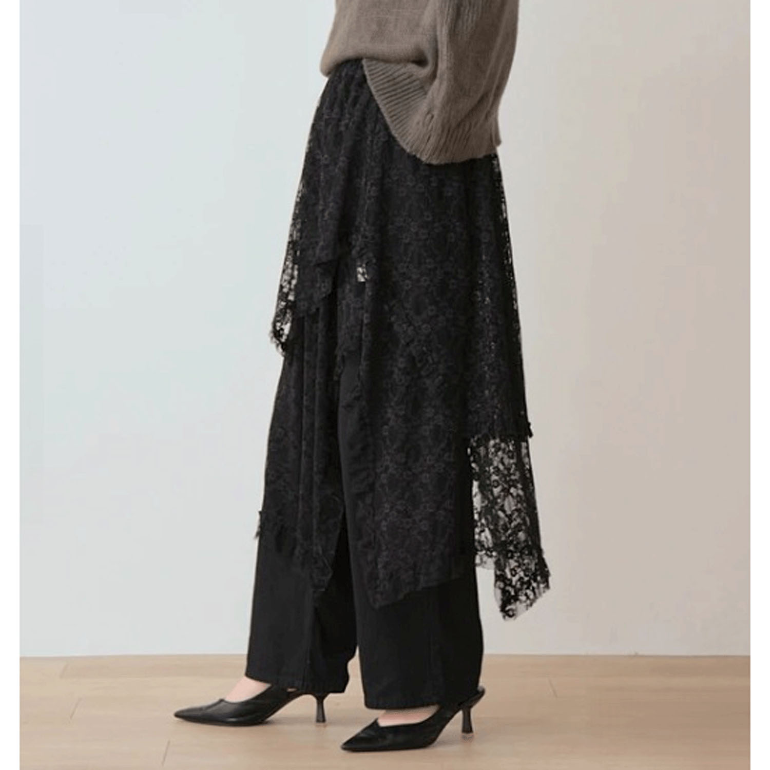 Nohea レースレイヤード アシンメトリースカート - 画像7