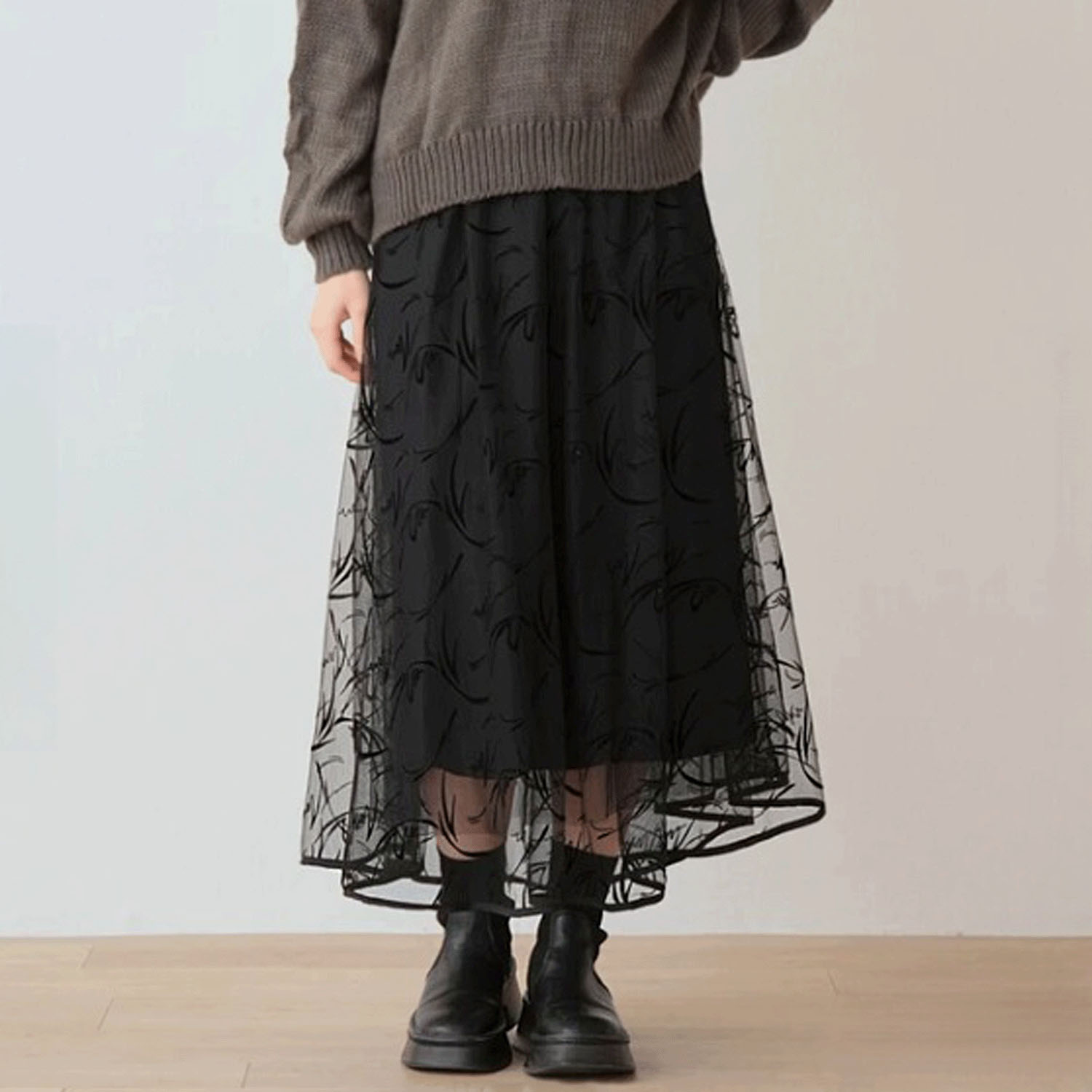 Nohea フロッキープリントチュールスカート - 画像14