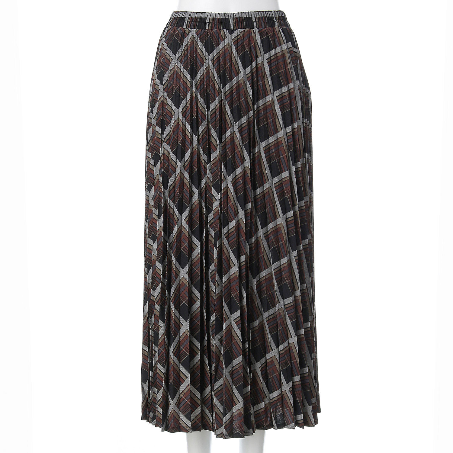 ピーチチェックプリント アコーディオンスカート - 画像5