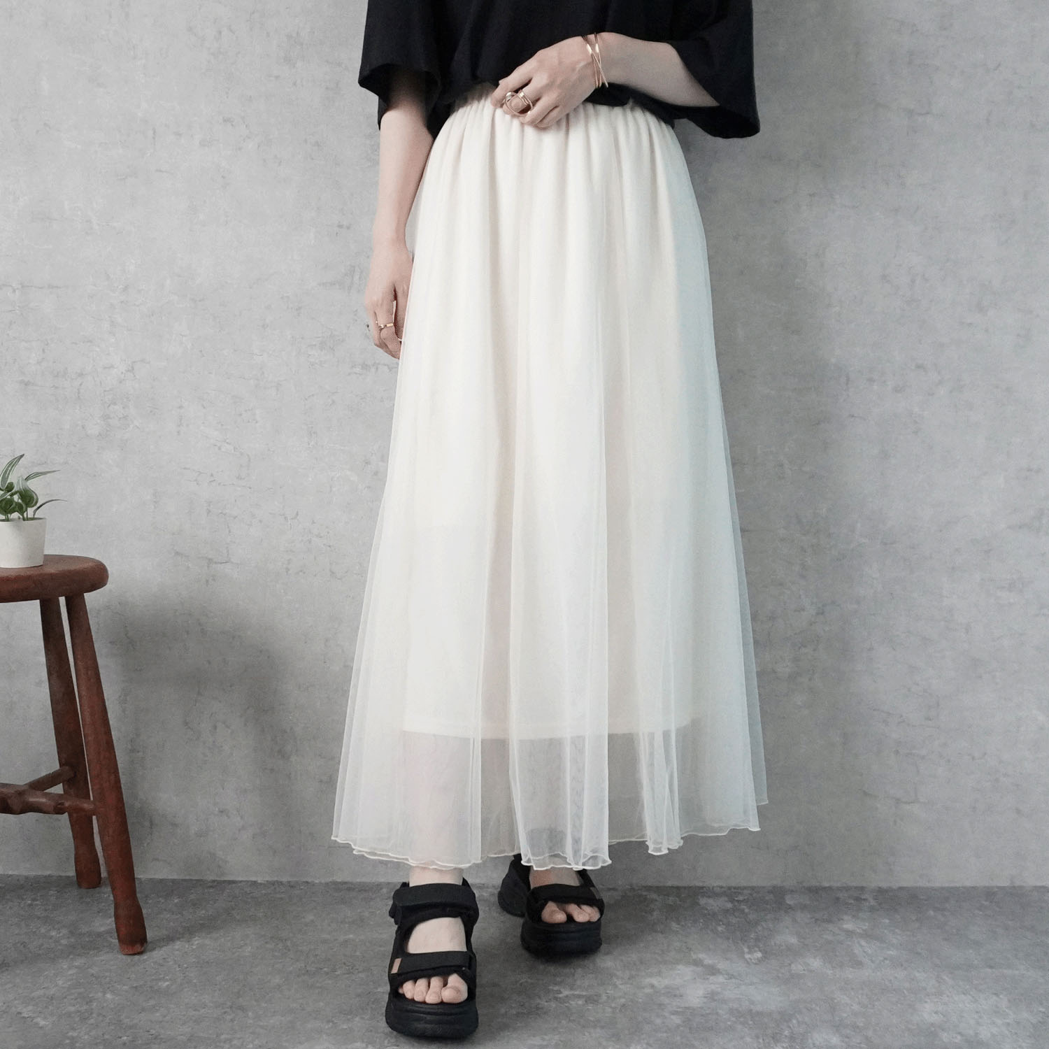 W HEART 大人チュールロングスカート - 画像11