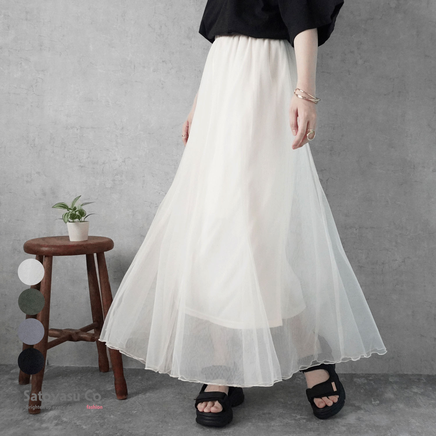 W HEART 大人チュールロングスカート - 画像12