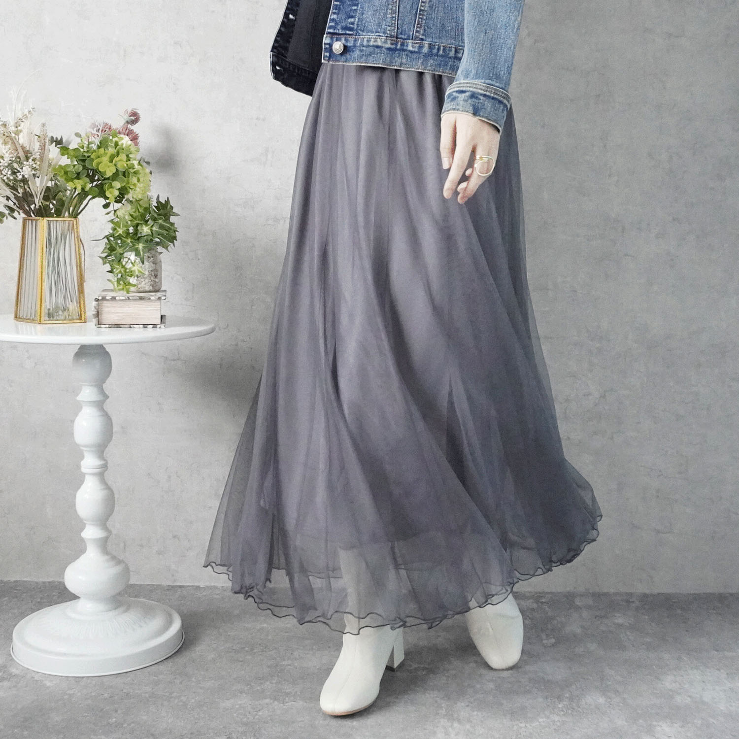 W HEART 大人チュールロングスカート - 画像15