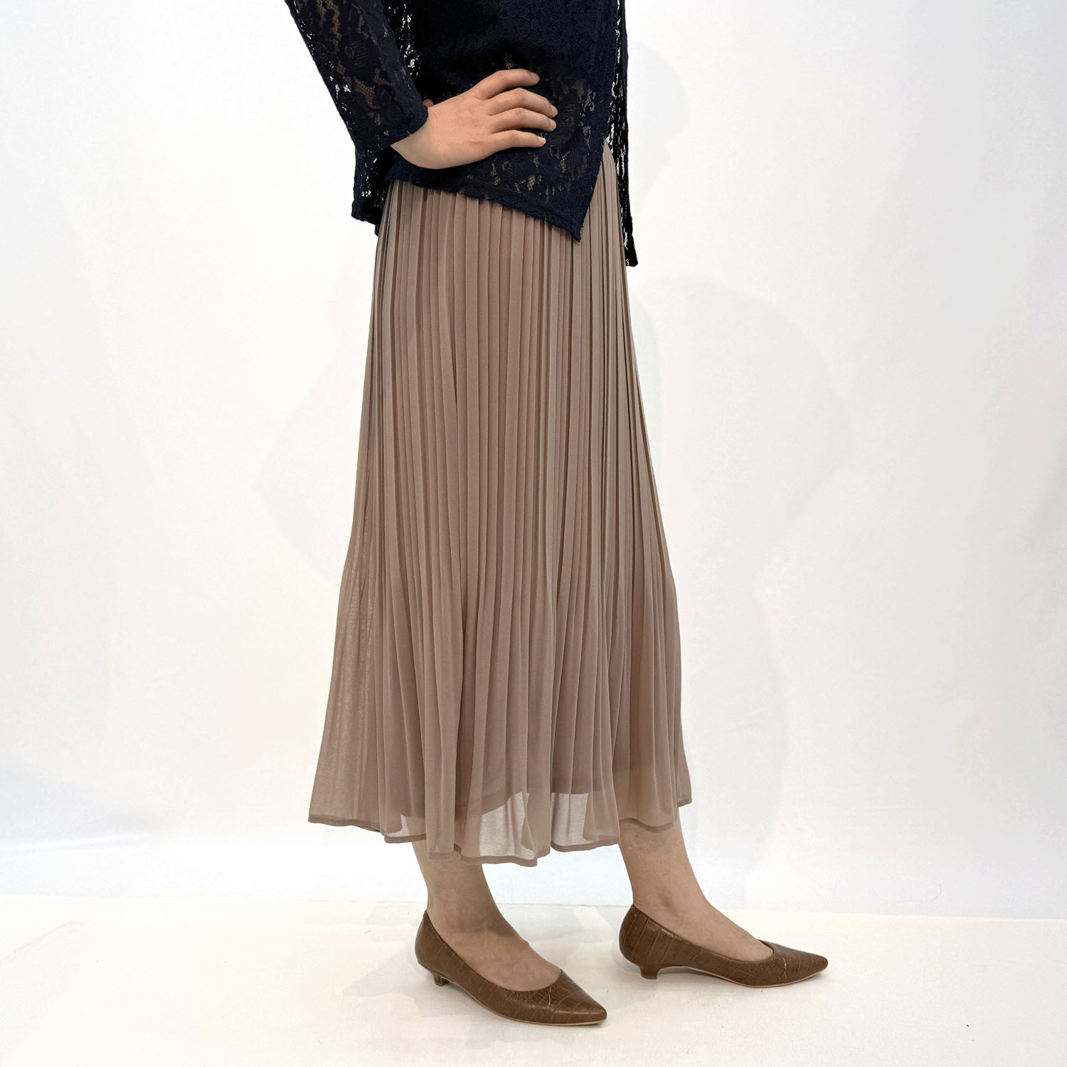 Jouir シフォン裾消しプリーツスカート - 画像7