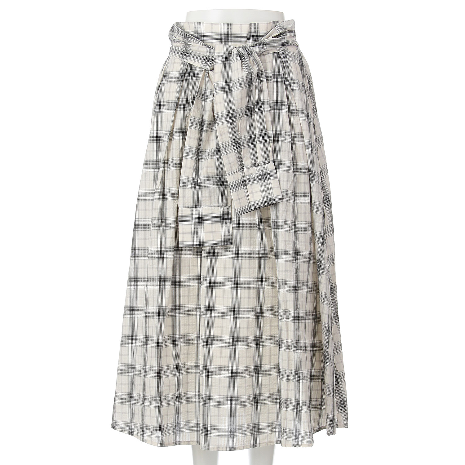 サッカーチェックシャツディテールスカート - 画像2