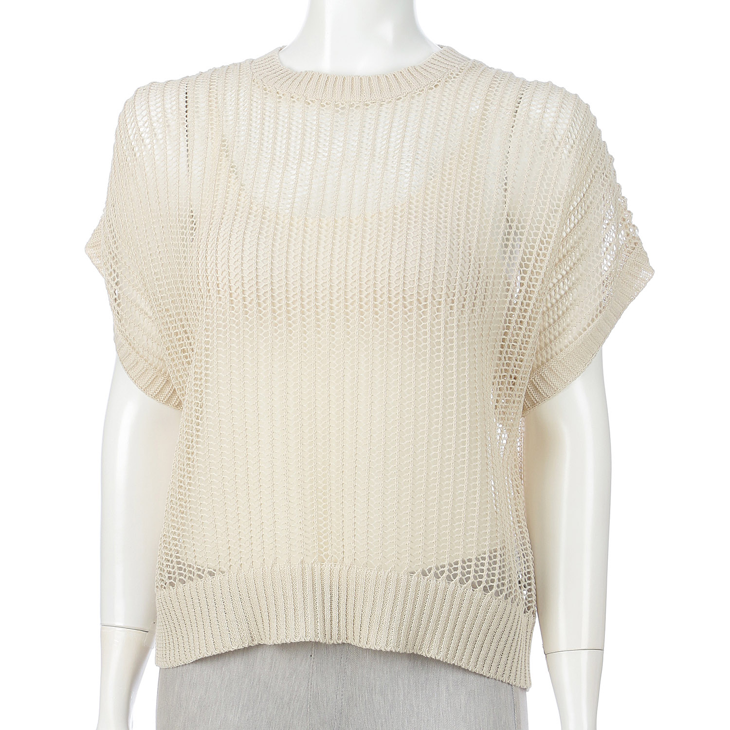 メッシュ後ろ開きレイヤードニット - 画像3