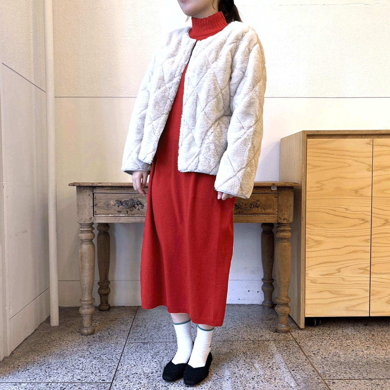 天竺ワンピースケーブル入りベストSET