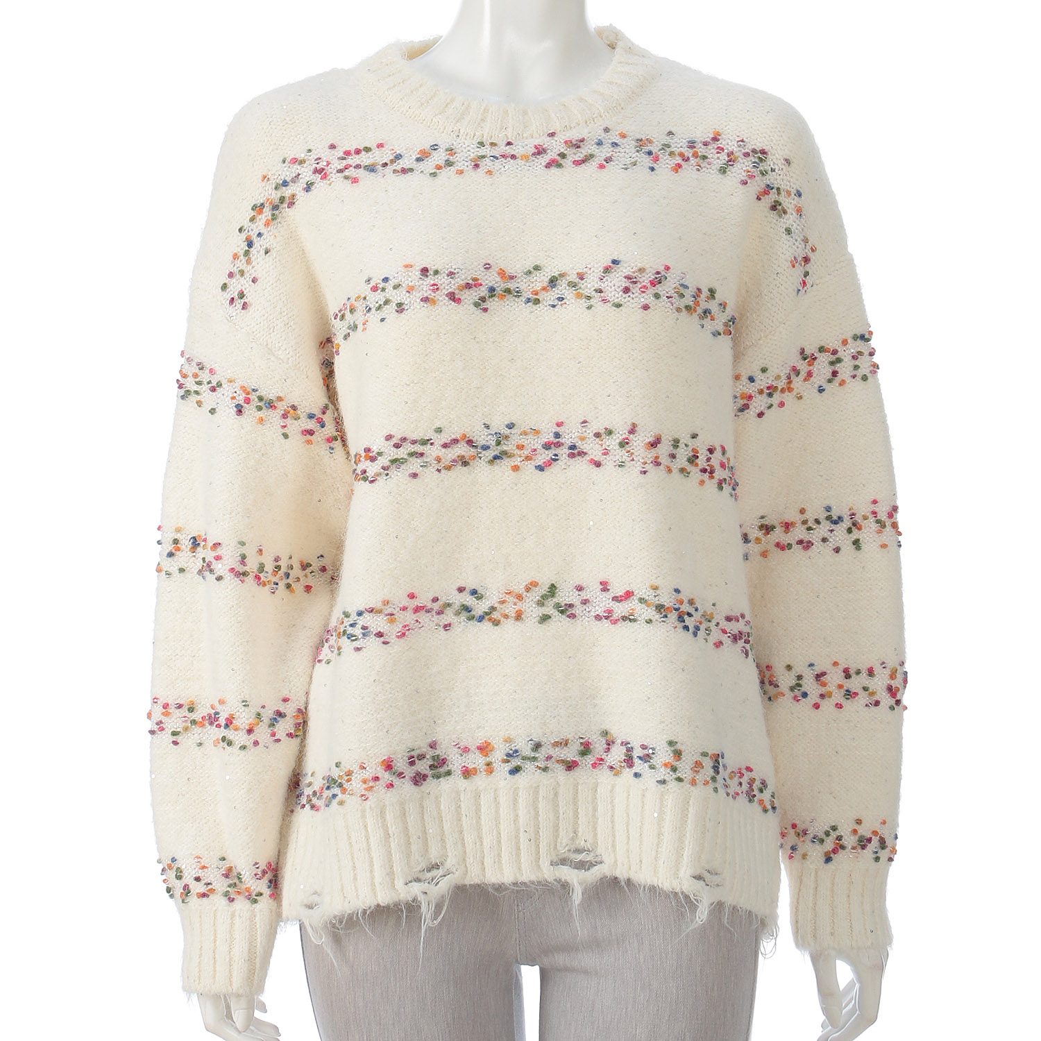 【Inst Live】ボーダーダメージニット - 画像1